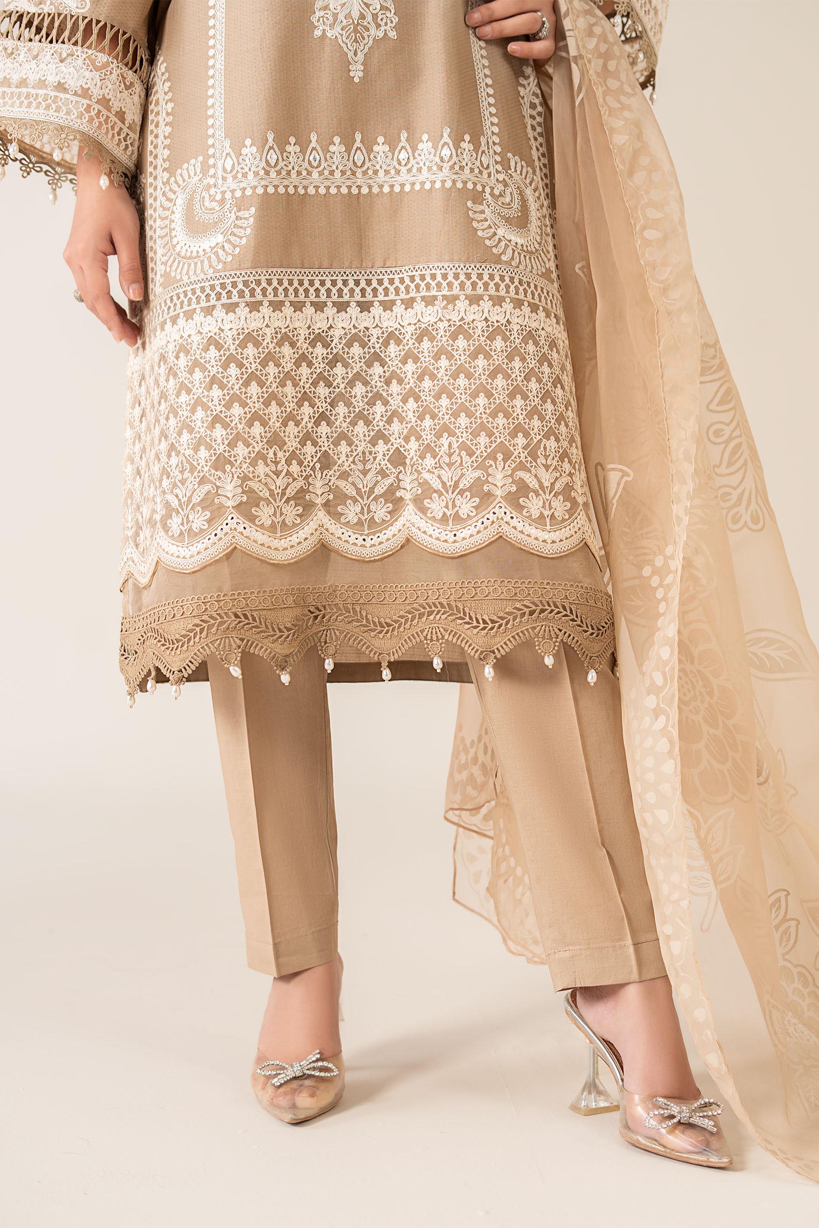 Maria B | Luxury Winter Pret 25 | DW-EA23-26R1-Coffee - House Of Hania