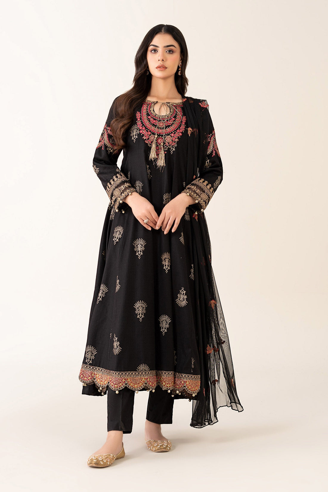 Maria B | Luxury Winter Pret 25 | DW-EF22-13R1-Black - House Of Hania