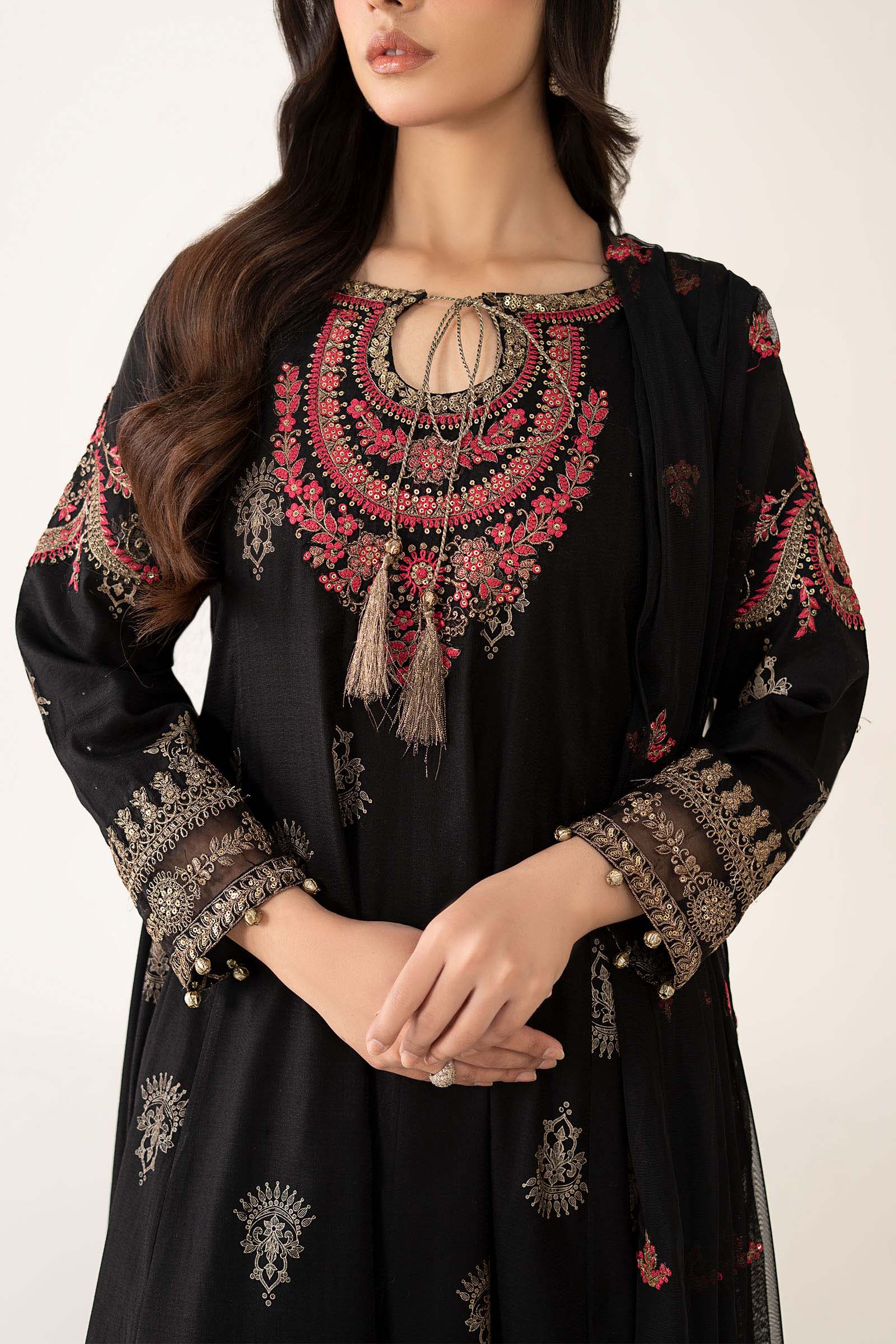 Maria B | Luxury Winter Pret 25 | DW-EF22-13R1-Black - House Of Hania