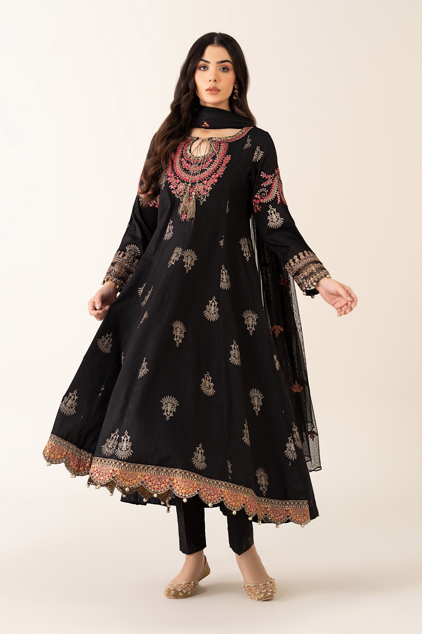 Maria B | Luxury Winter Pret 25 | DW-EF22-13R1-Black - House Of Hania