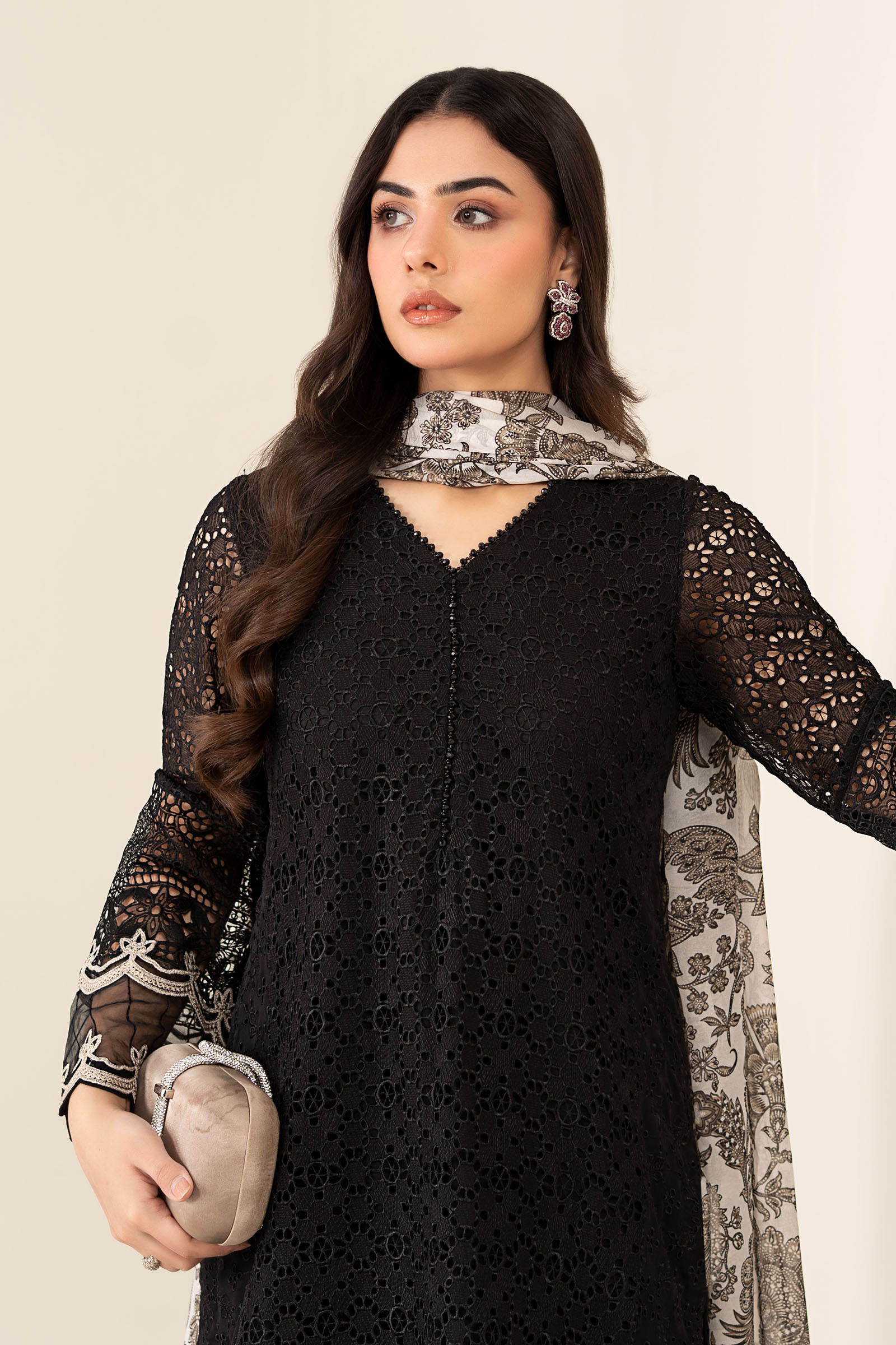 Maria B | Luxury Winter Pret 25 | DW-MN24-10R1-Black - House Of Hania