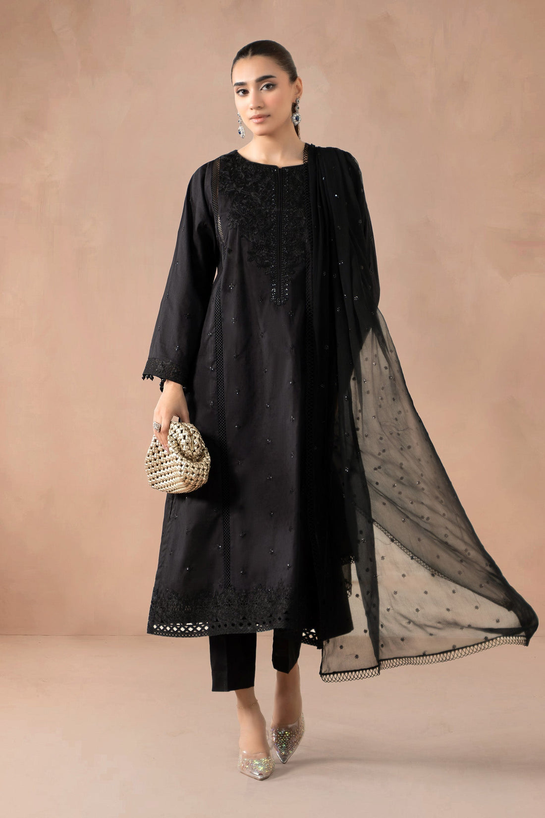 Maria B | Luxury Winter Pret 25 | DW-MN24-12R1-Black - House Of Hania