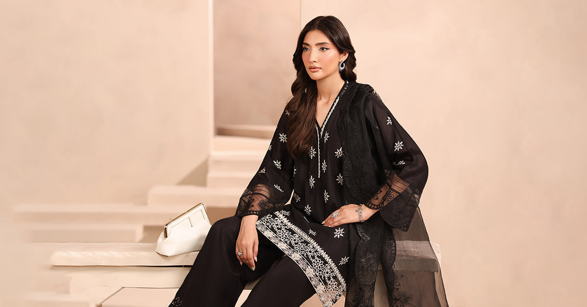 Maria B | Luxury Winter Pret 25 | DW-MN25-01-Black - House Of Hania