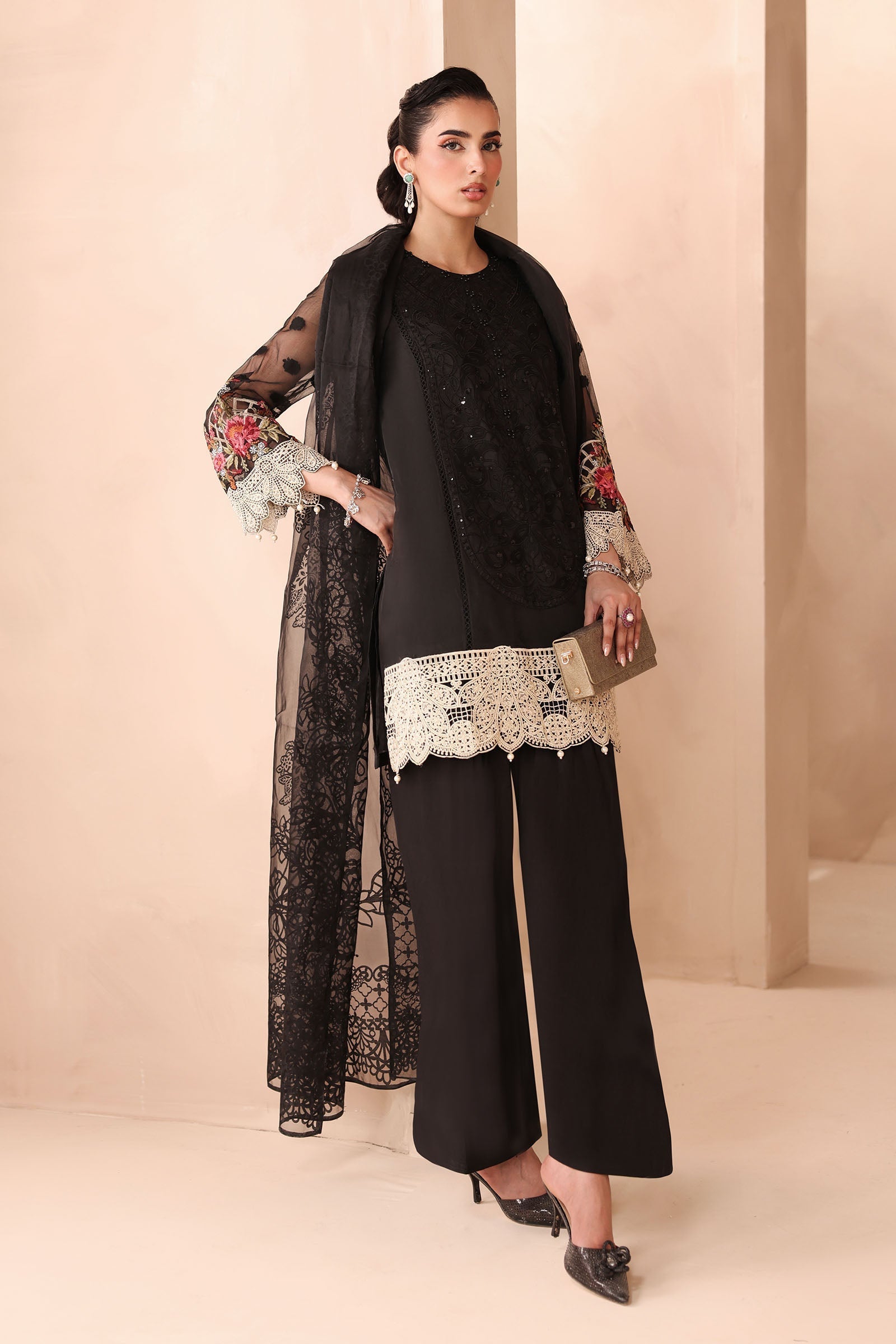Maria B | Luxury Winter Pret 25 | DW-MN25-02-Black - House Of Hania