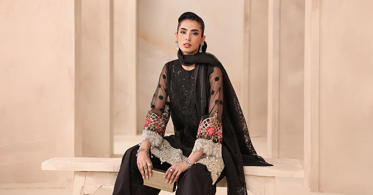 Maria B | Luxury Winter Pret 25 | DW-MN25-02-Black - House Of Hania