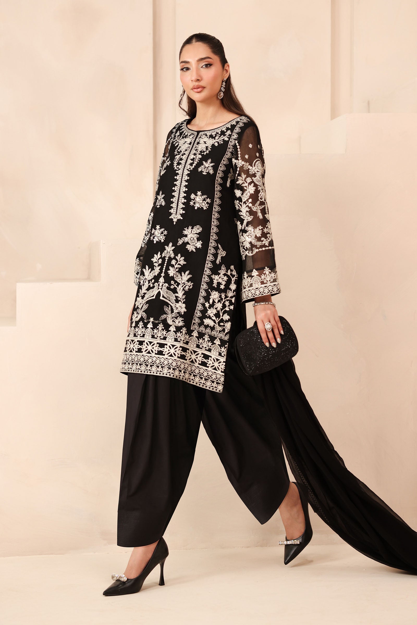 Maria B | Luxury Winter Pret 25 | DW-MN25-03-Black - House Of Hania