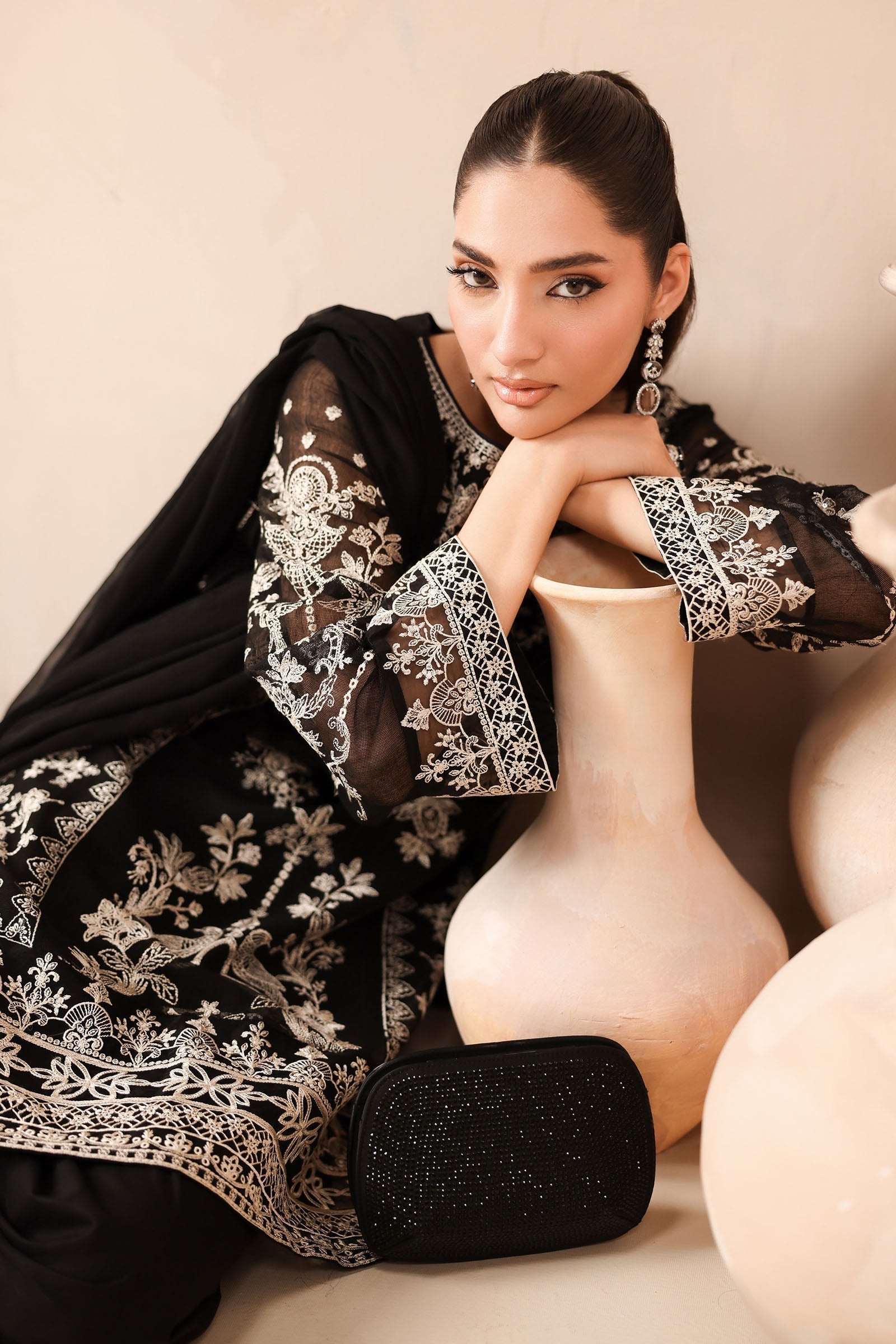 Maria B | Luxury Winter Pret 25 | DW-MN25-03-Black - House Of Hania
