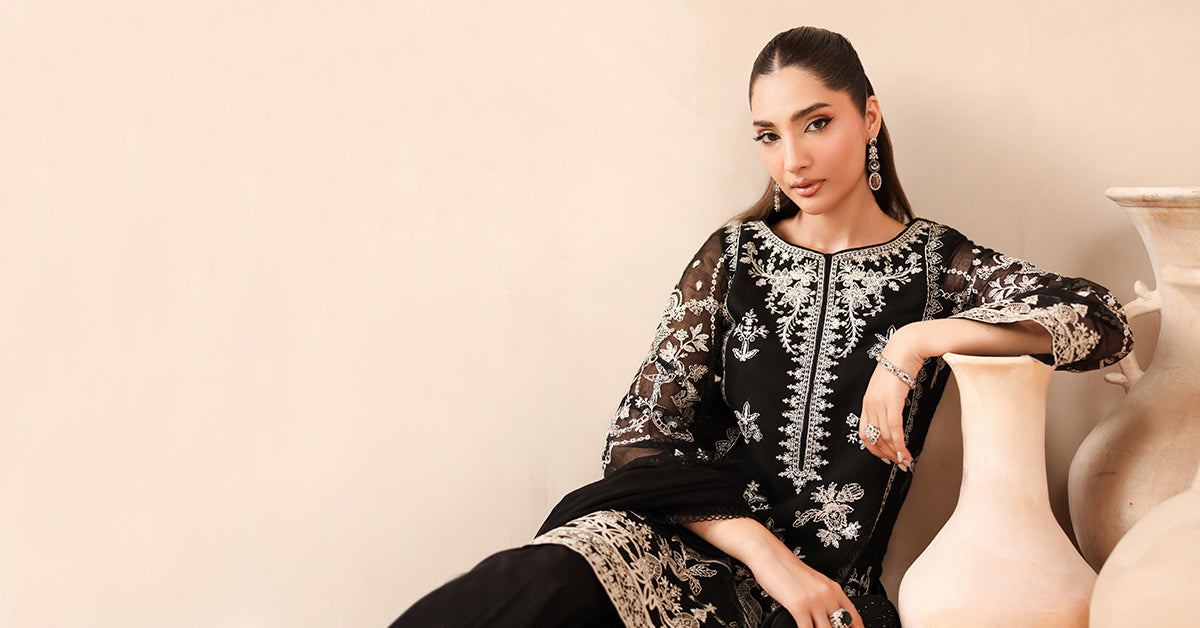 Maria B | Luxury Winter Pret 25 | DW-MN25-03-Black - House Of Hania