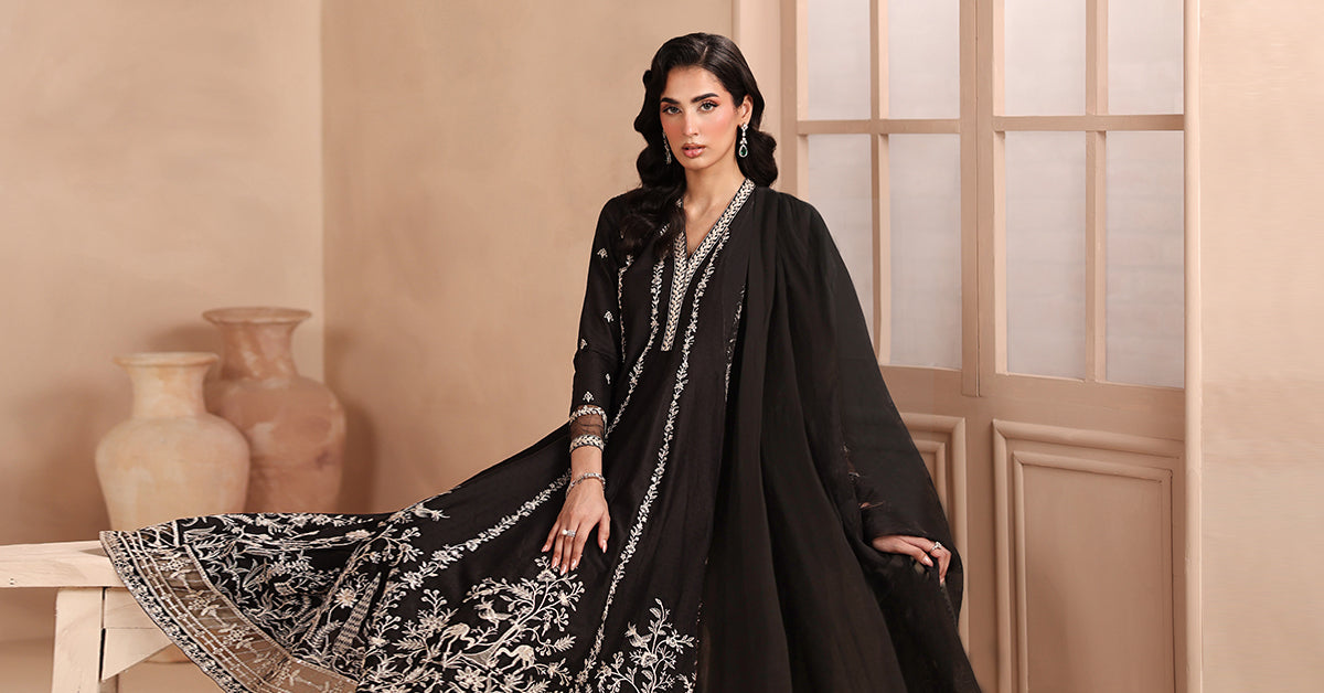 Maria B | Luxury Winter Pret 25 | DW-MN25-09-Black - House Of Hania