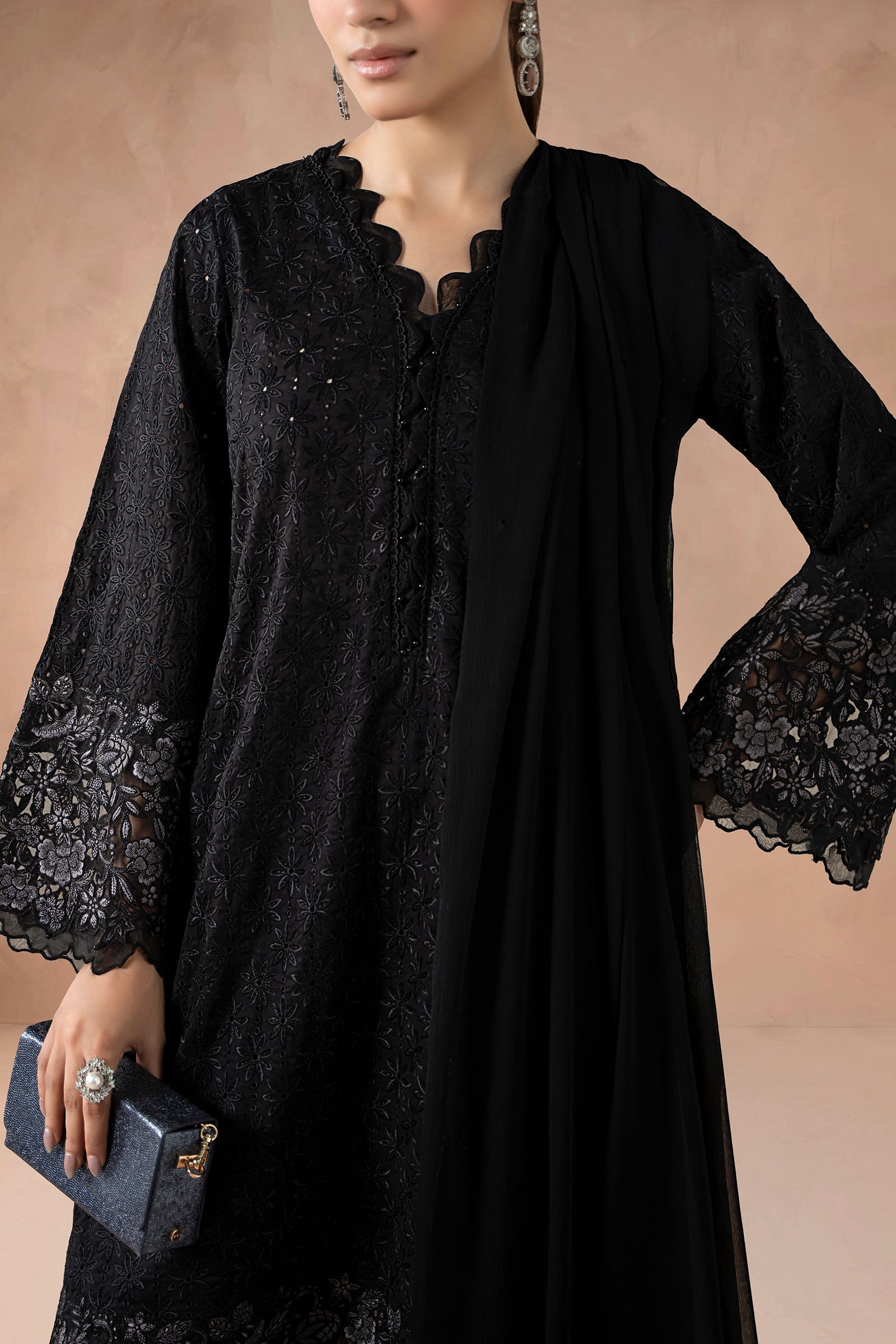 Maria B | Luxury Winter Pret 25 | DW-MN25-11-Black - House Of Hania