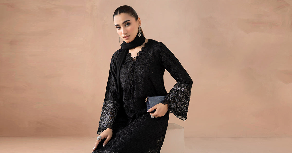 Maria B | Luxury Winter Pret 25 | DW-MN25-11-Black - House Of Hania