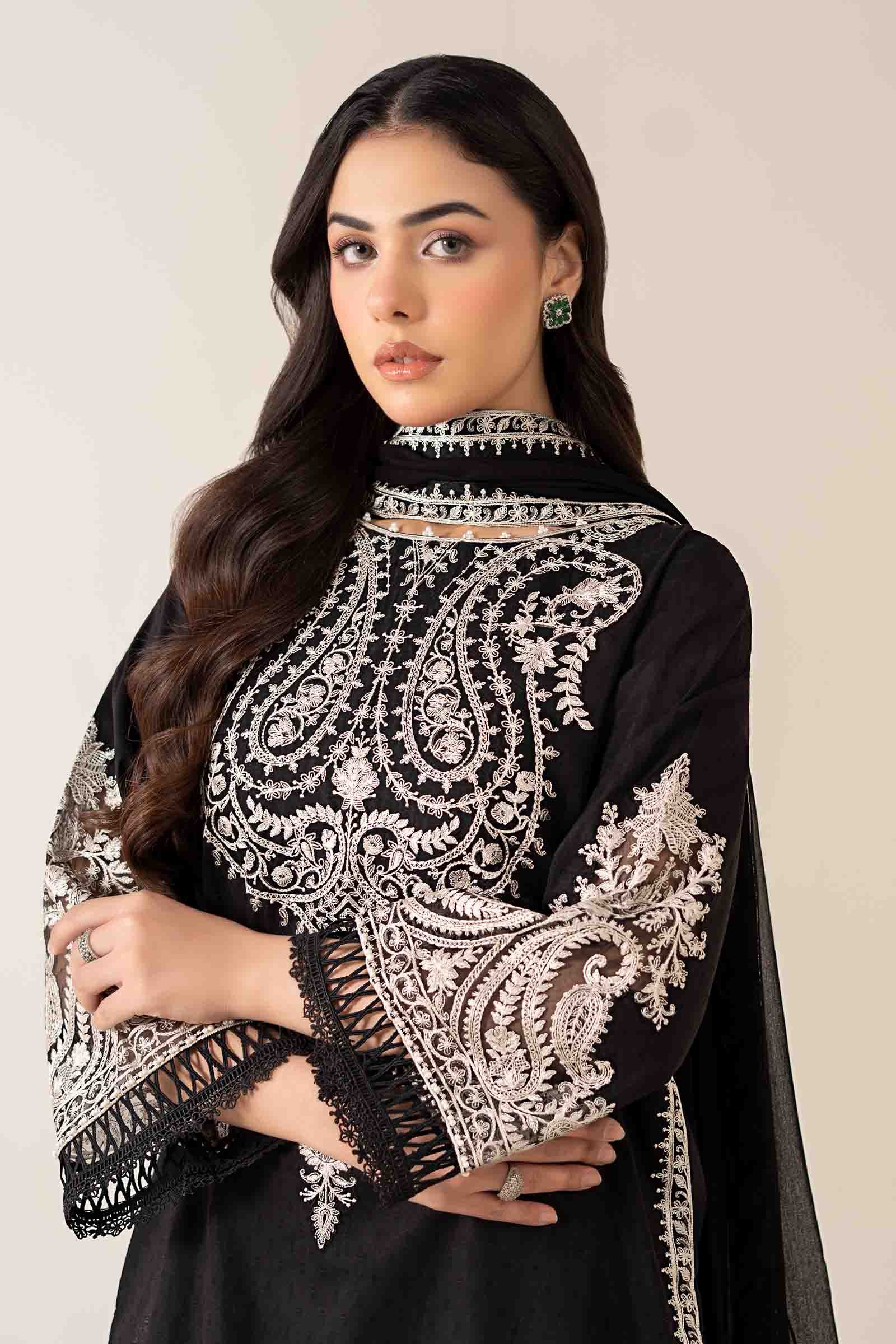 Maria B | Luxury Winter Pret 25 | DW-MN25-12-Black - House Of Hania