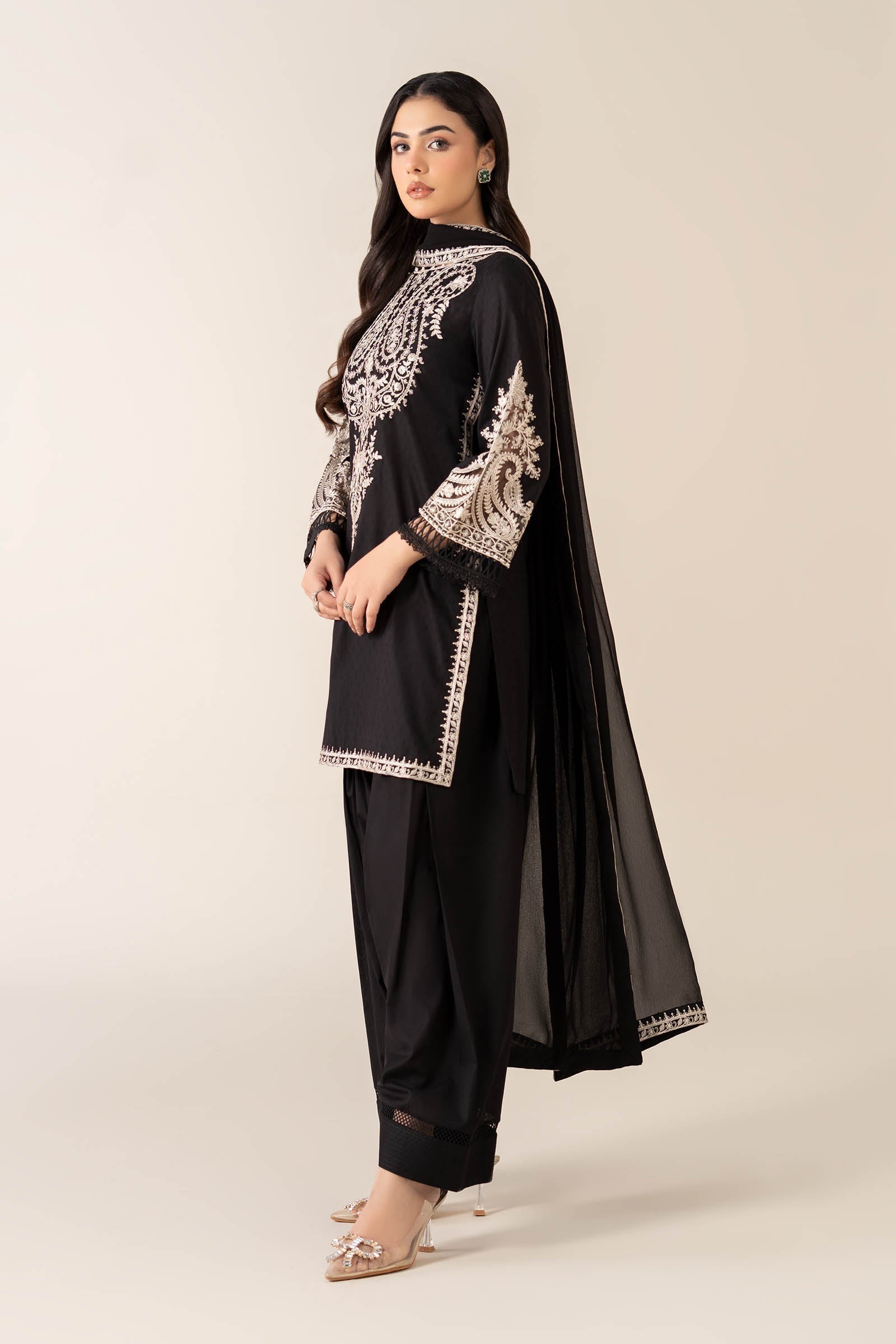 Maria B | Luxury Winter Pret 25 | DW-MN25-12-Black - House Of Hania