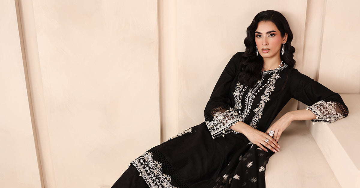 Maria B | Luxury Winter Pret 25 | DW-MN25-13-Black - House Of Hania