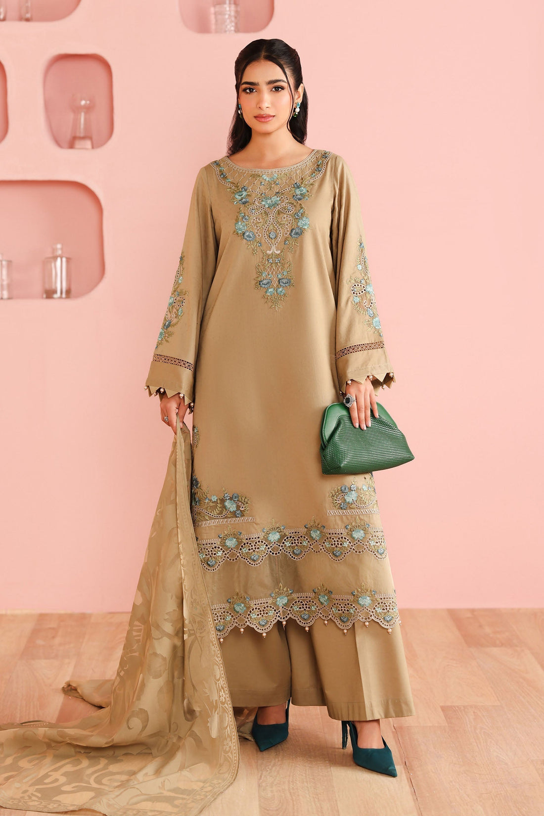Maria B | Luxury Winter Pret 25 | DW-PF25-03-Coffee - House Of Hania