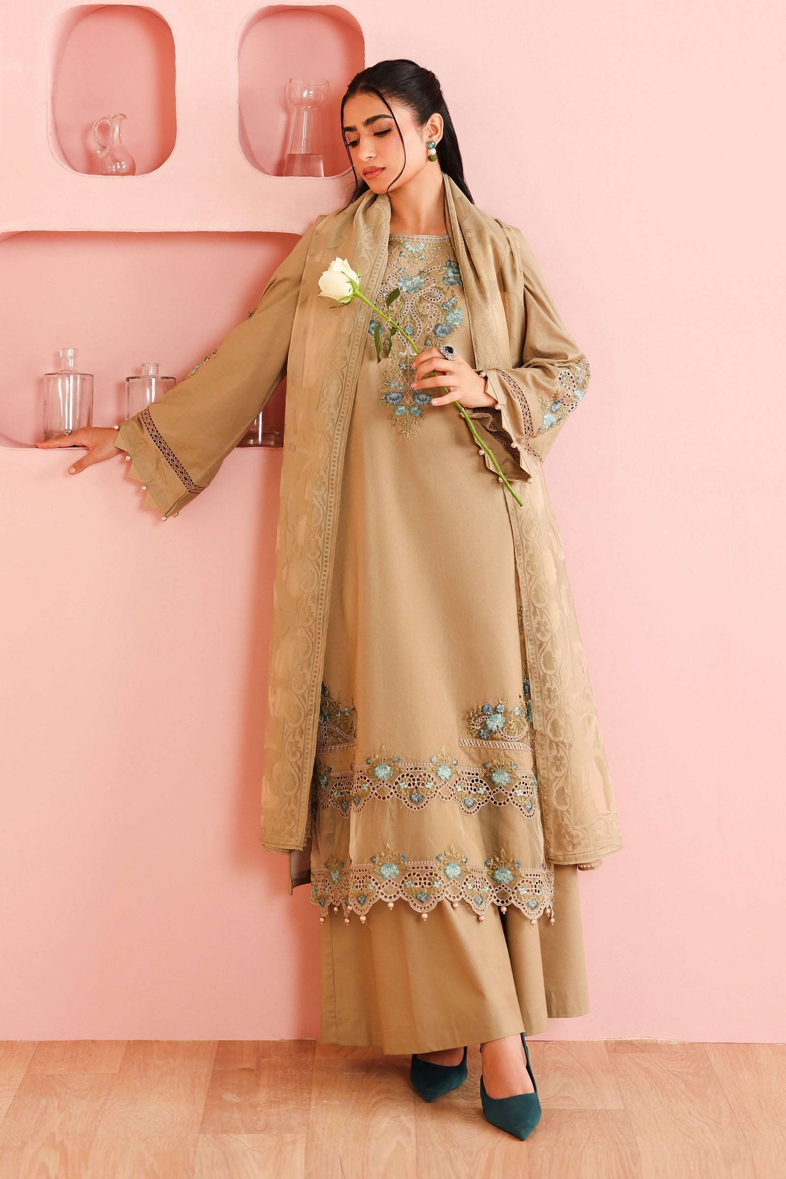 Maria B | Luxury Winter Pret 25 | DW-PF25-03-Coffee - House Of Hania