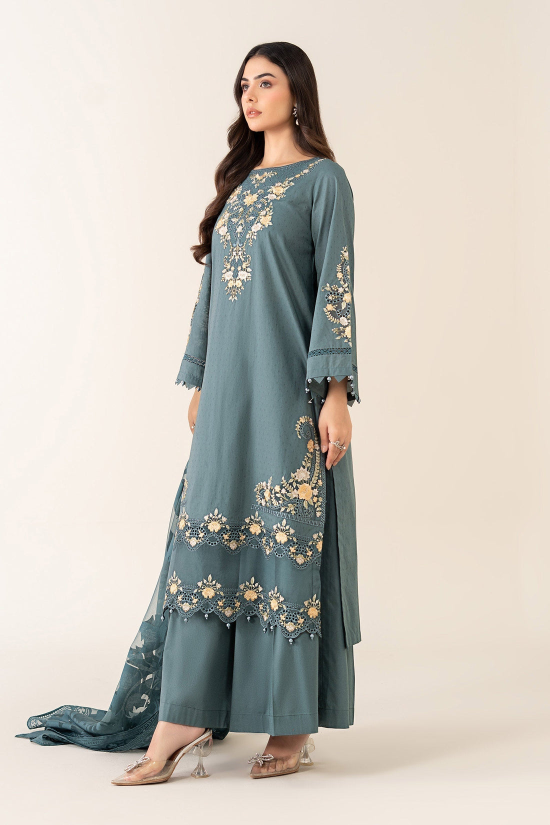 Maria B | Luxury Winter Pret 25 | DW-PF25-03-Tea - House Of Hania