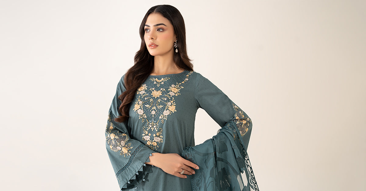 Maria B | Luxury Winter Pret 25 | DW-PF25-03-Tea - House Of Hania