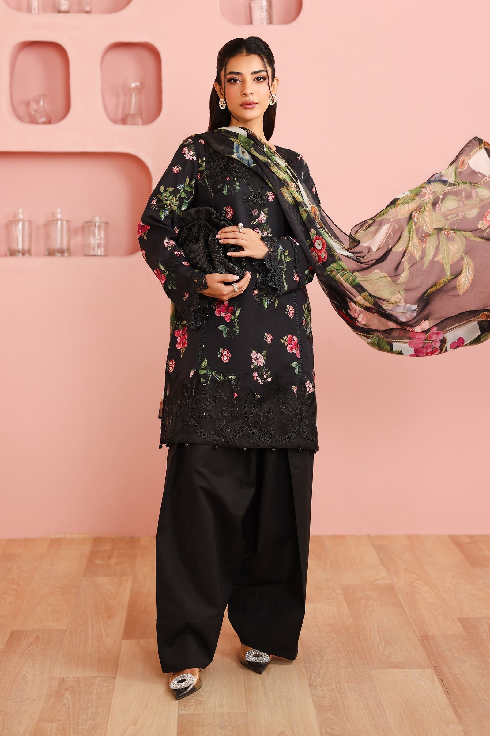 Maria B | Luxury Winter Pret 25 | DW-PF25-06-Black - House Of Hania