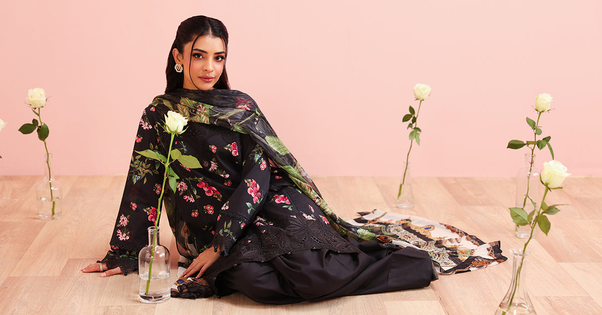 Maria B | Luxury Winter Pret 25 | DW-PF25-06-Black - House Of Hania