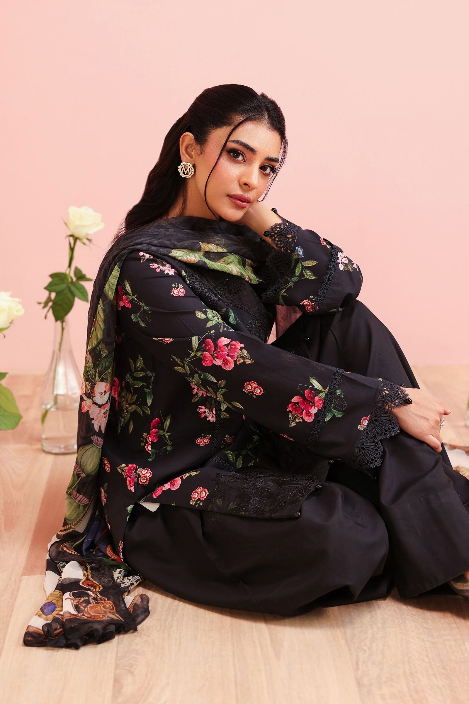 Maria B | Luxury Winter Pret 25 | DW-PF25-06-Black - House Of Hania