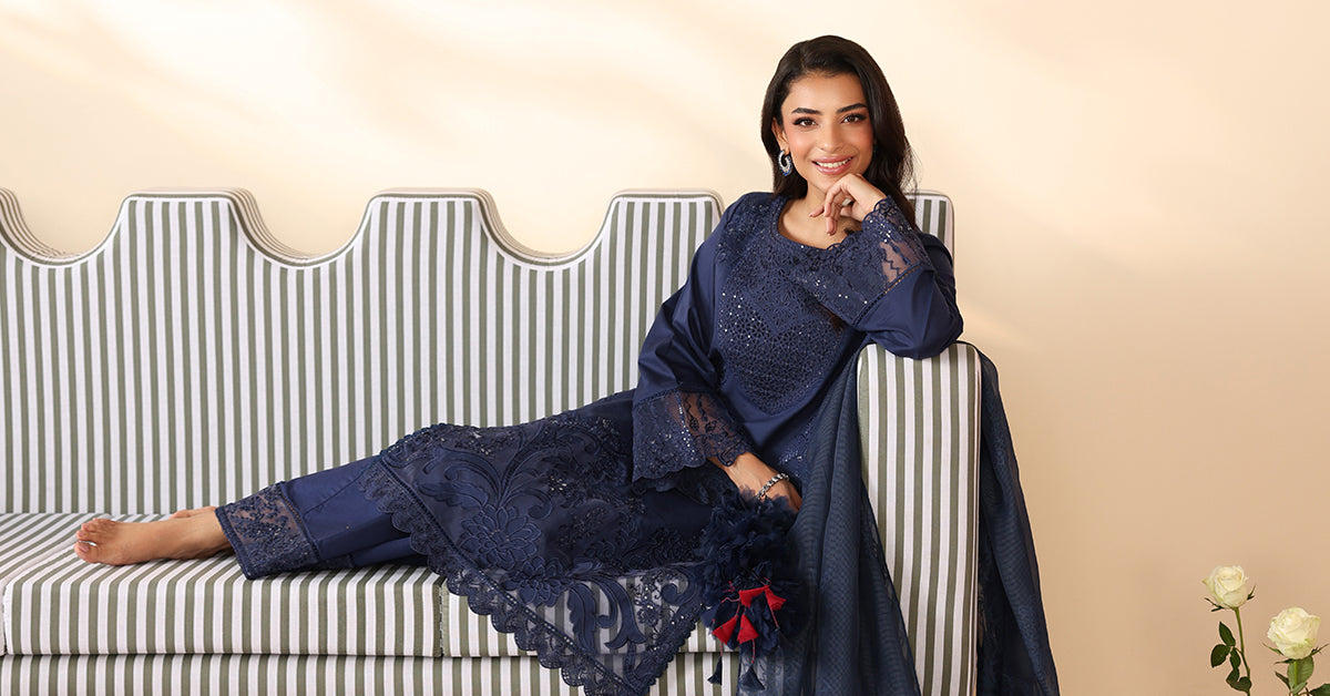 Maria B | Luxury Winter Pret 25 | DW-PF25-07-Blu - House Of Hania