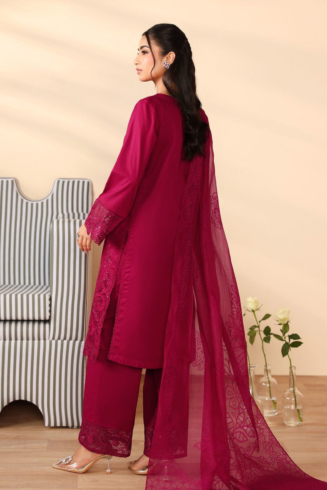 Maria B | Luxury Winter Pret 25 | DW-PF25-07-Maroon - House Of Hania
