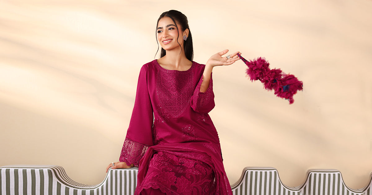 Maria B | Luxury Winter Pret 25 | DW-PF25-07-Maroon - House Of Hania