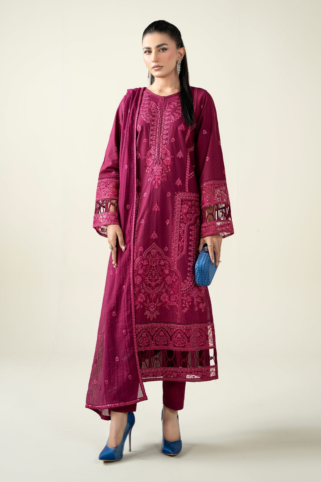 Maria B | Luxury Winter Pret 25 | DW-PF25-23-Magenta - House Of Hania