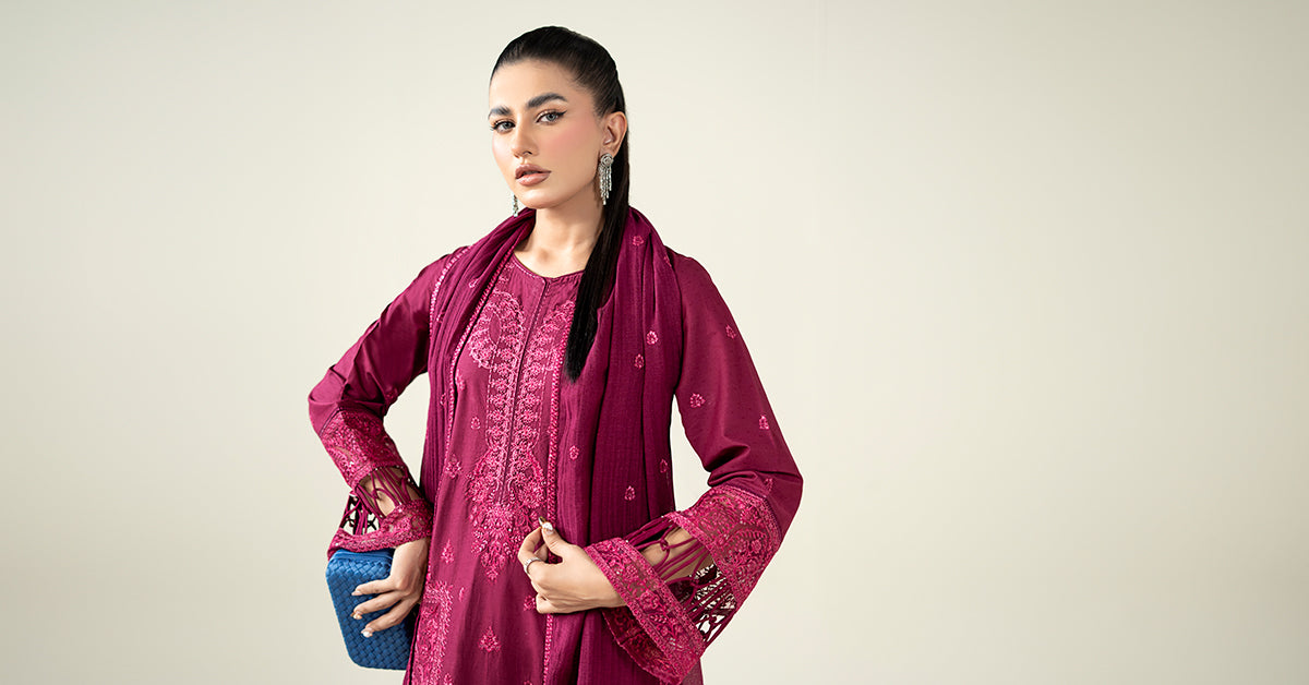 Maria B | Luxury Winter Pret 25 | DW-PF25-23-Magenta - House Of Hania