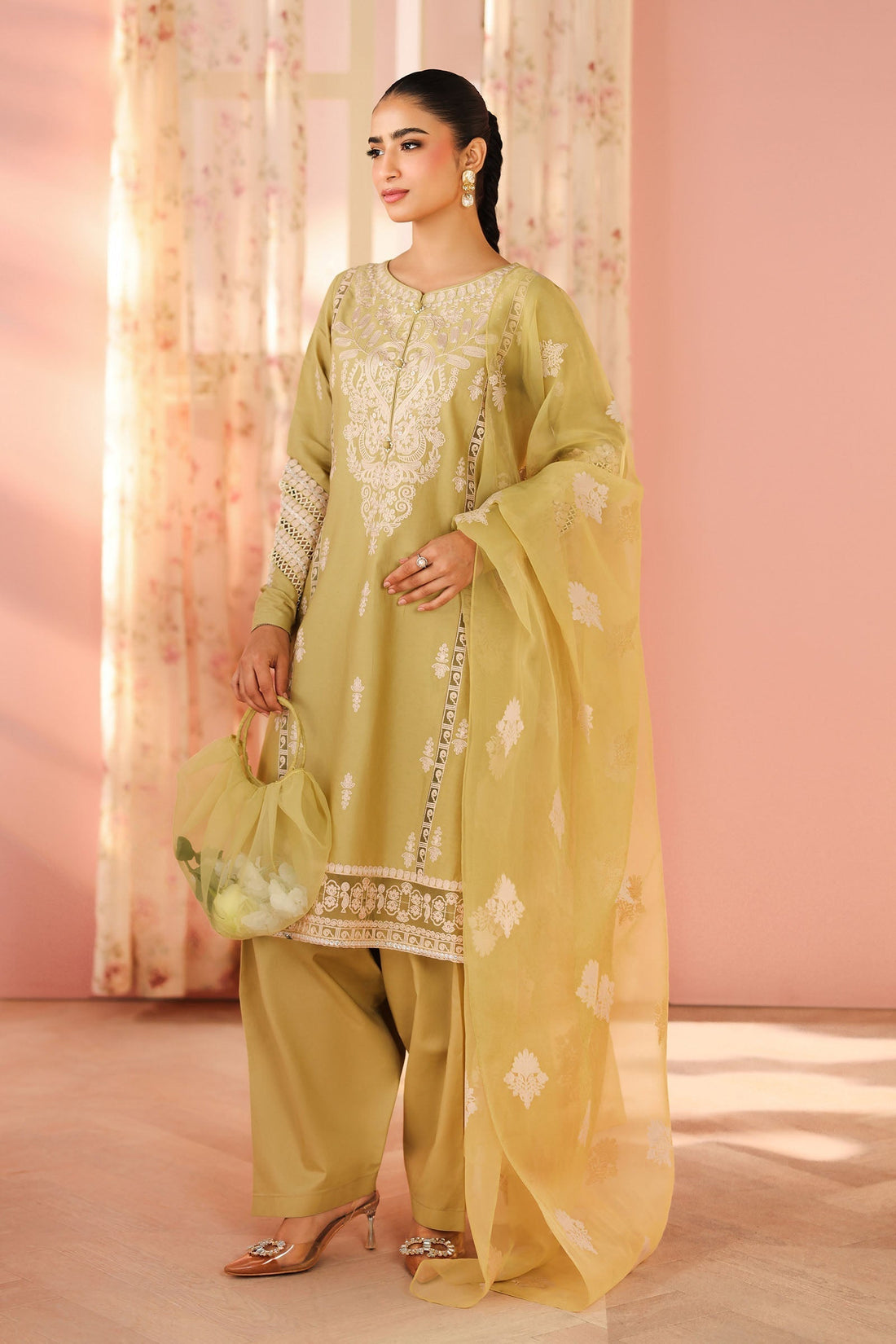 Maria B | Luxury Winter Pret 25 | DW-PF25-34-Light Green - House Of Hania