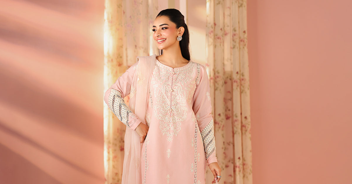 Maria B | Luxury Winter Pret 25 | DW-PF25-34-Pink - House Of Hania