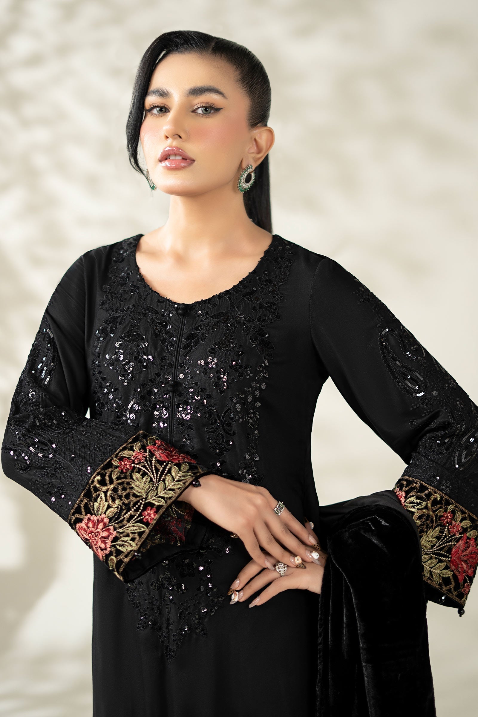 Maria B | Luxury Winter Pret 25 | DW-W25-20-Black - House Of Hania