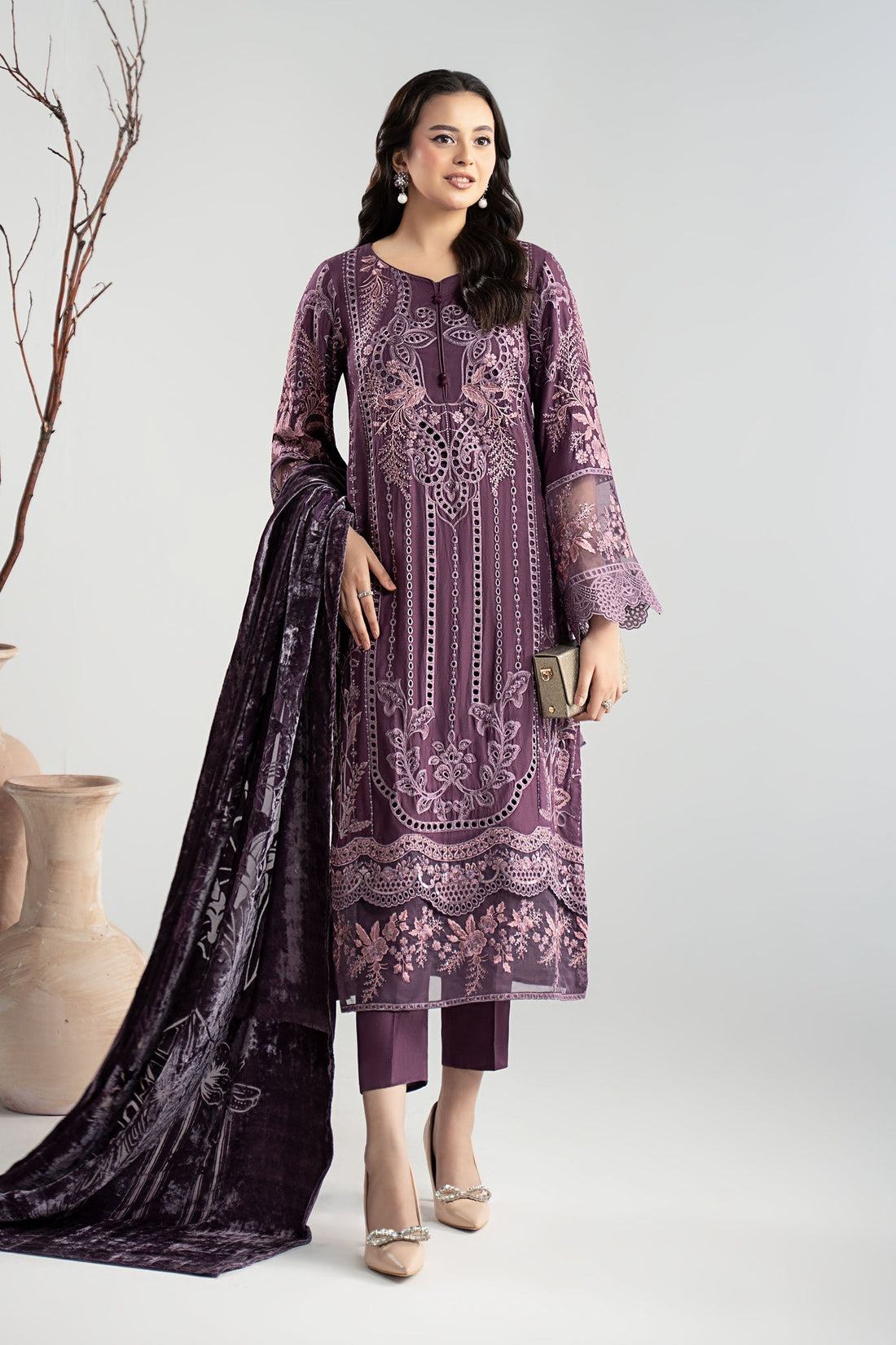 Maria B | Luxury Winter Pret 25 | DW-W25-24-Purple - House Of Hania