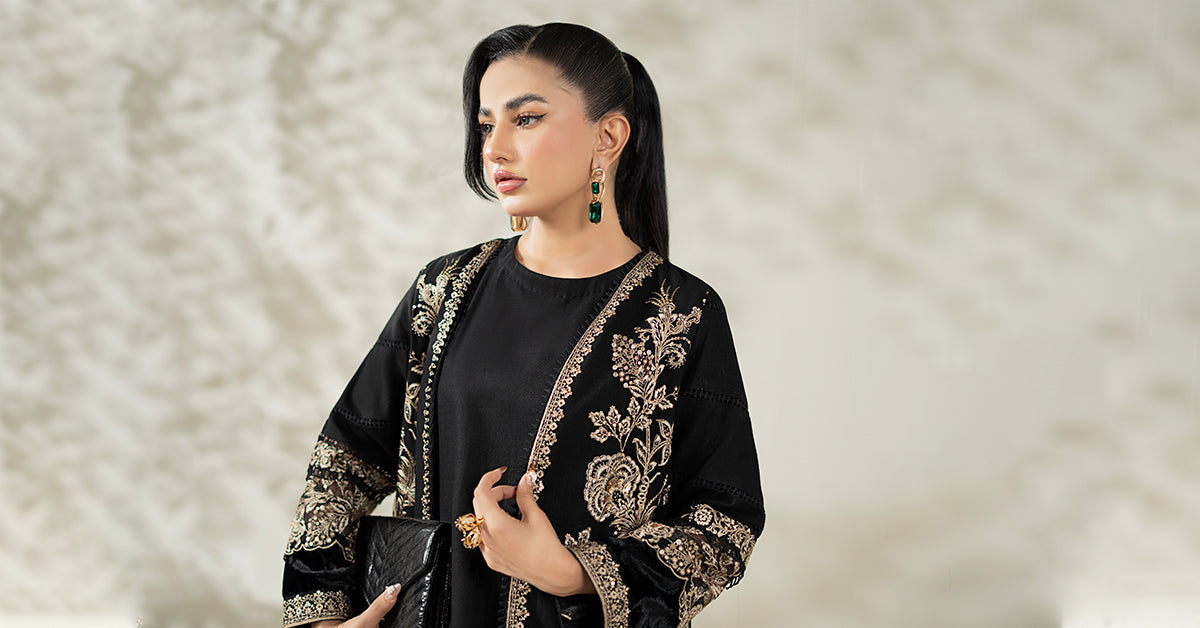 Maria B | Luxury Winter Pret 25 | DW-W25-43-Black - House Of Hania