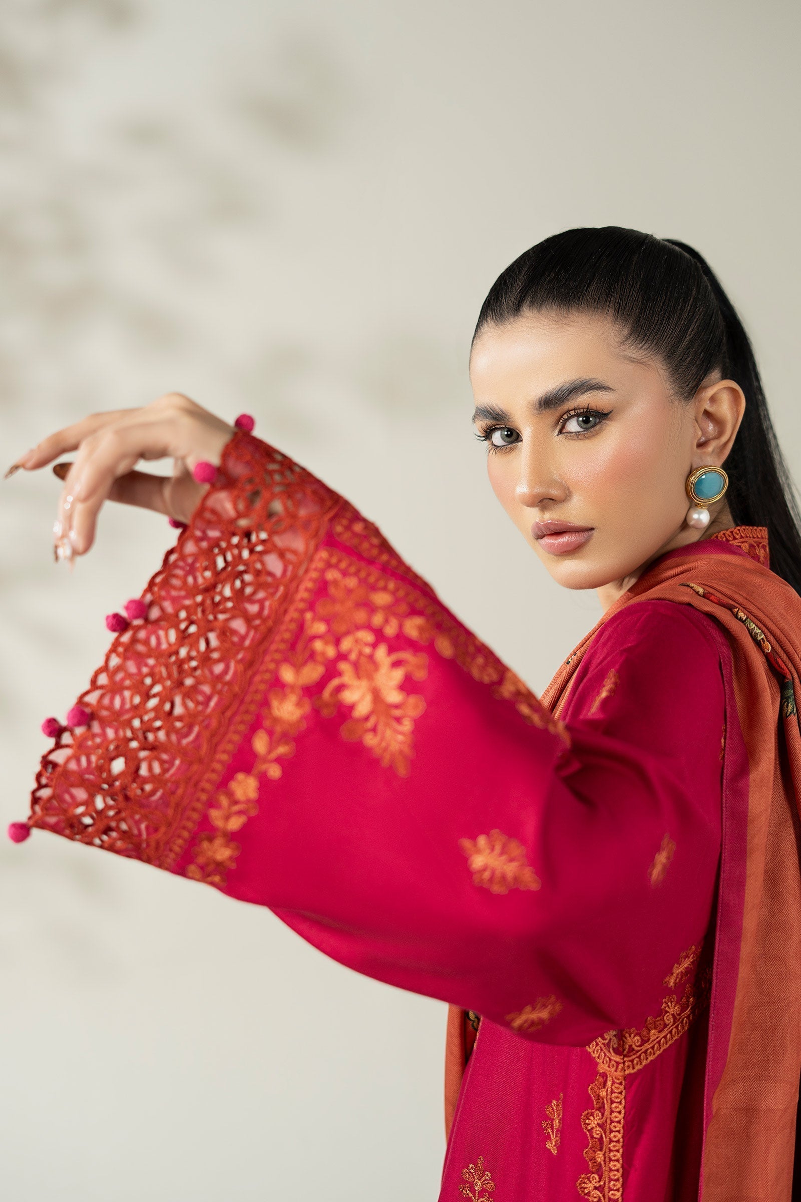 Maria B | Luxury Winter Pret 25 | DW-W25-46-Hot Pink - House Of Hania