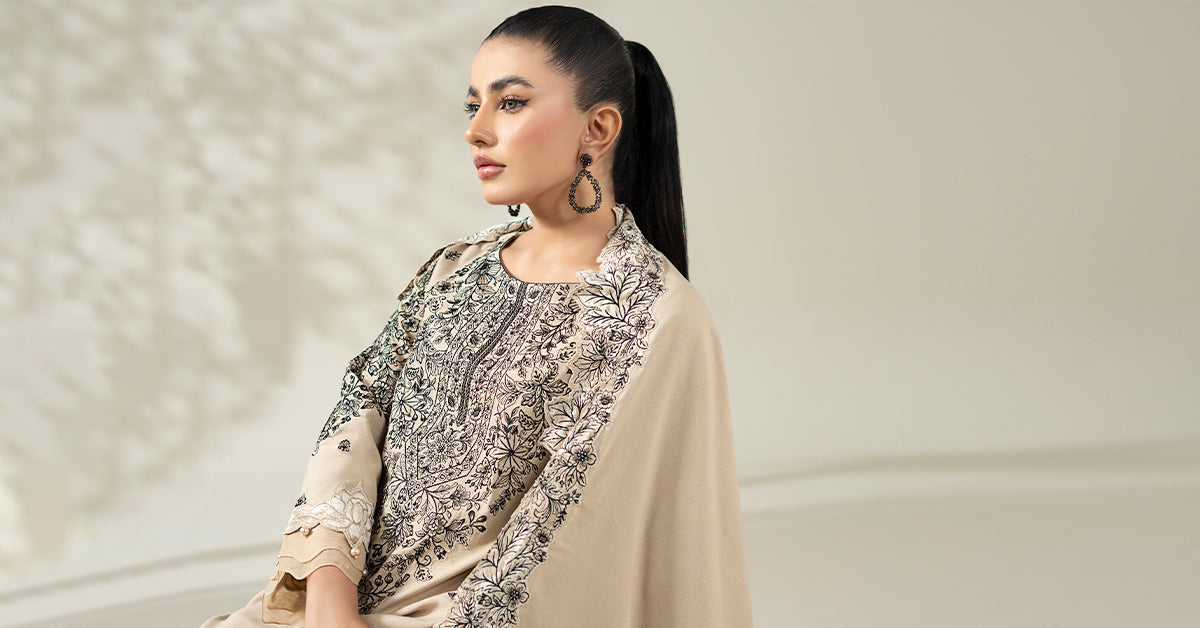 Maria B | Luxury Winter Pret 25 | DW-W25-47-BEIGE - House Of Hania