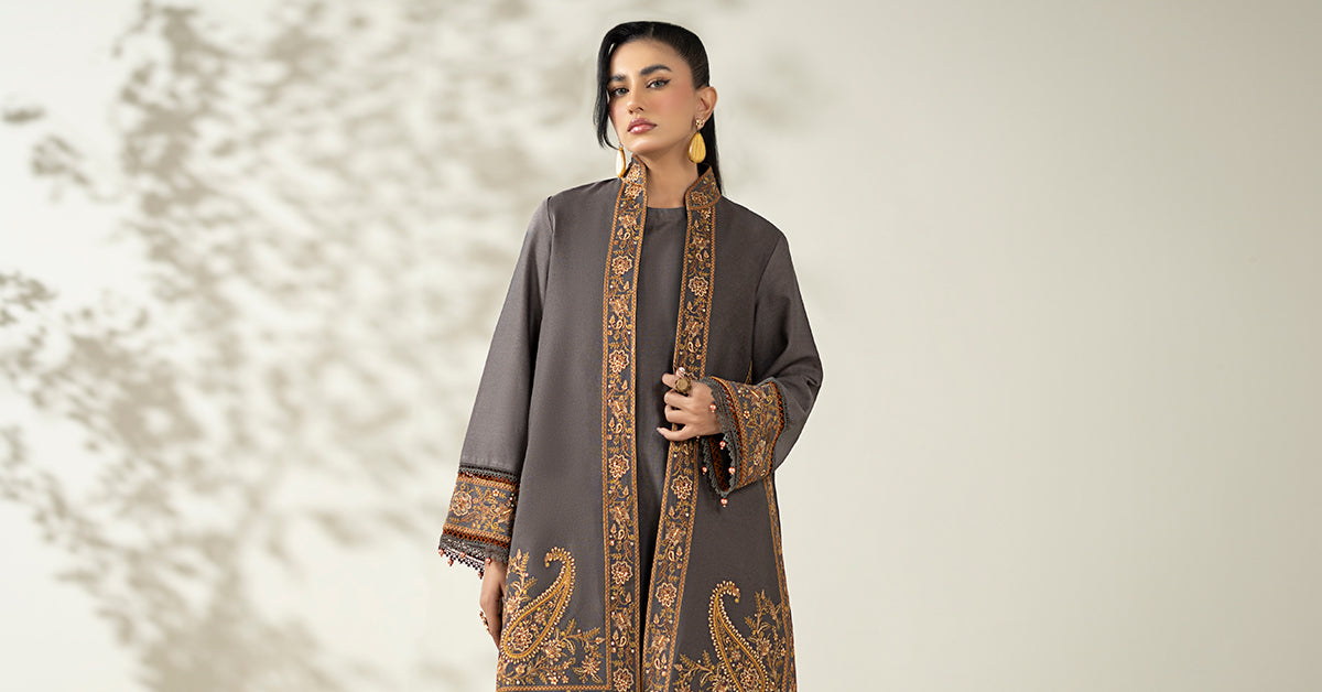 Maria B | Luxury Winter Pret 25 | DW-W25-49-Grey - House Of Hania