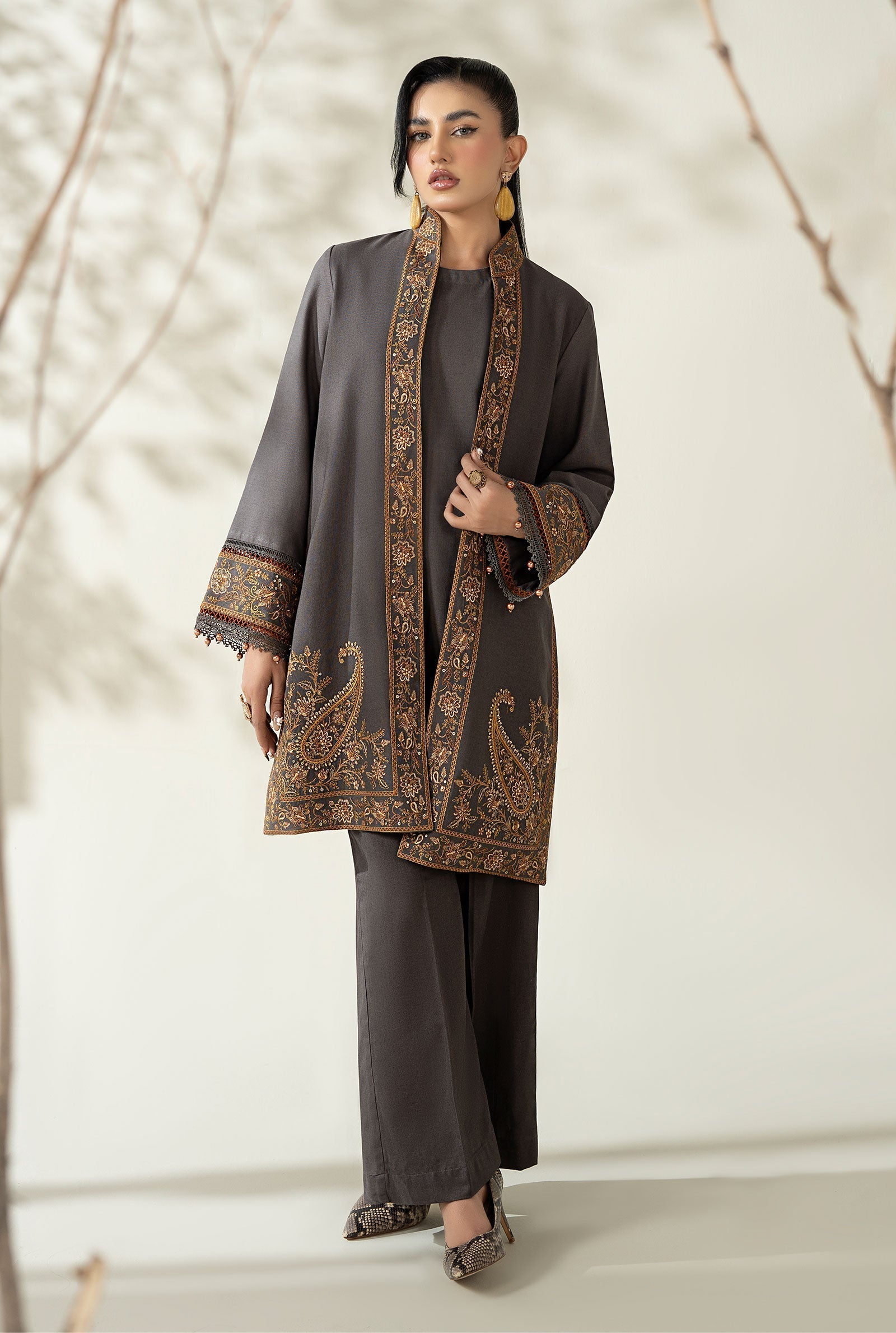 Maria B | Luxury Winter Pret 25 | DW-W25-49-Grey - House Of Hania