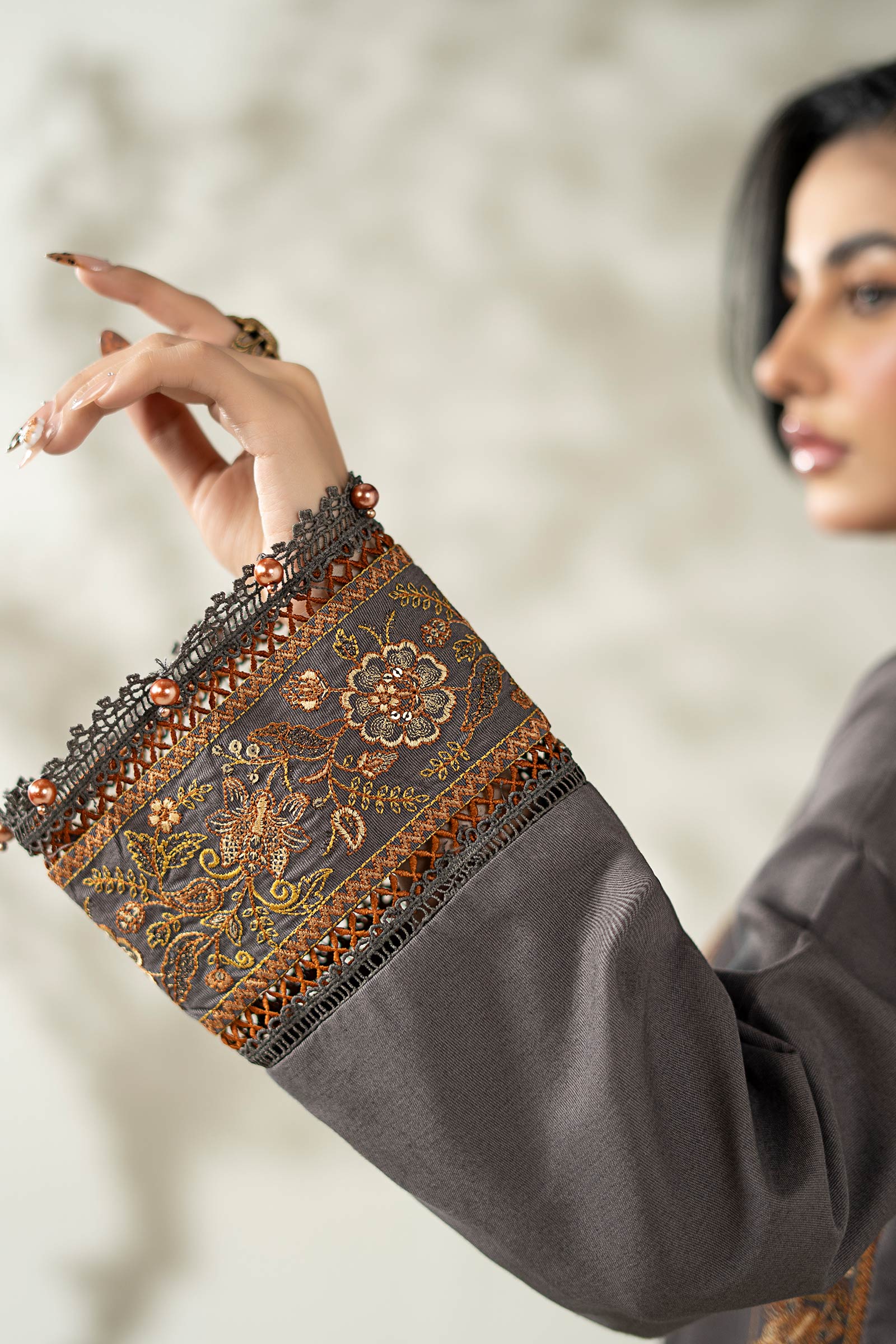 Maria B | Luxury Winter Pret 25 | DW-W25-49-Grey - House Of Hania