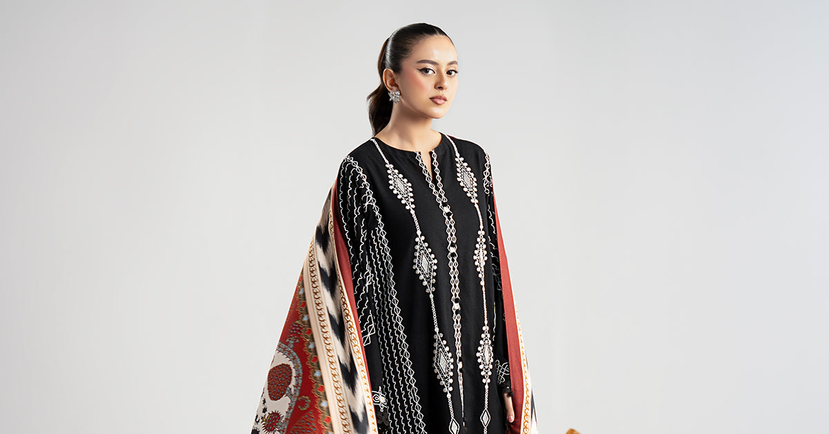 Maria B | Luxury Winter Pret 25 | DW-W25-51-Black - House Of Hania