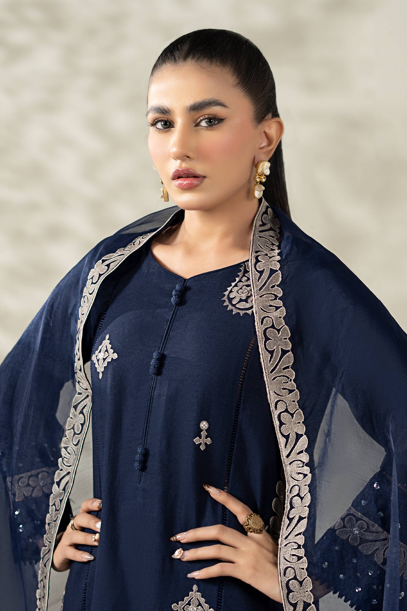 Maria B | Luxury Winter Pret 25 | DW-W25-54-Blue - House Of Hania
