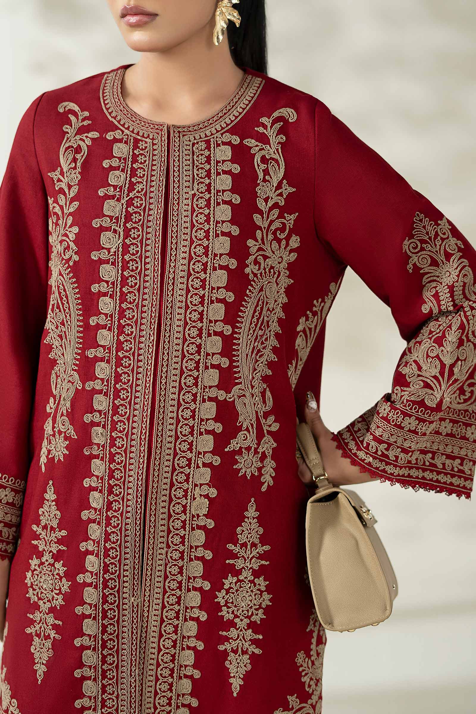 Maria B | Luxury Winter Pret 25 | DW-W25-58-Maroon - House Of Hania
