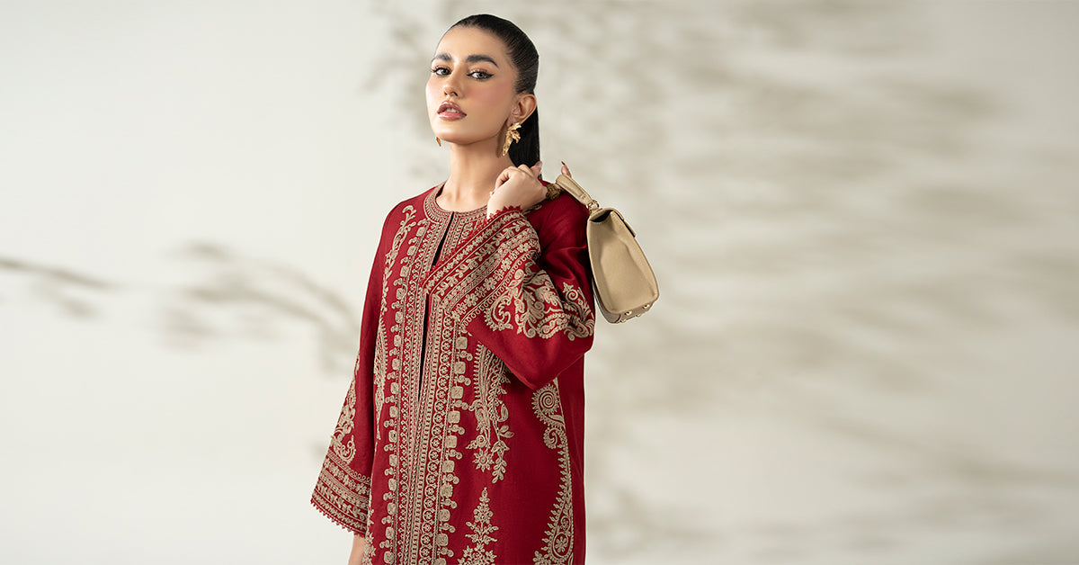 Maria B | Luxury Winter Pret 25 | DW-W25-58-Maroon - House Of Hania