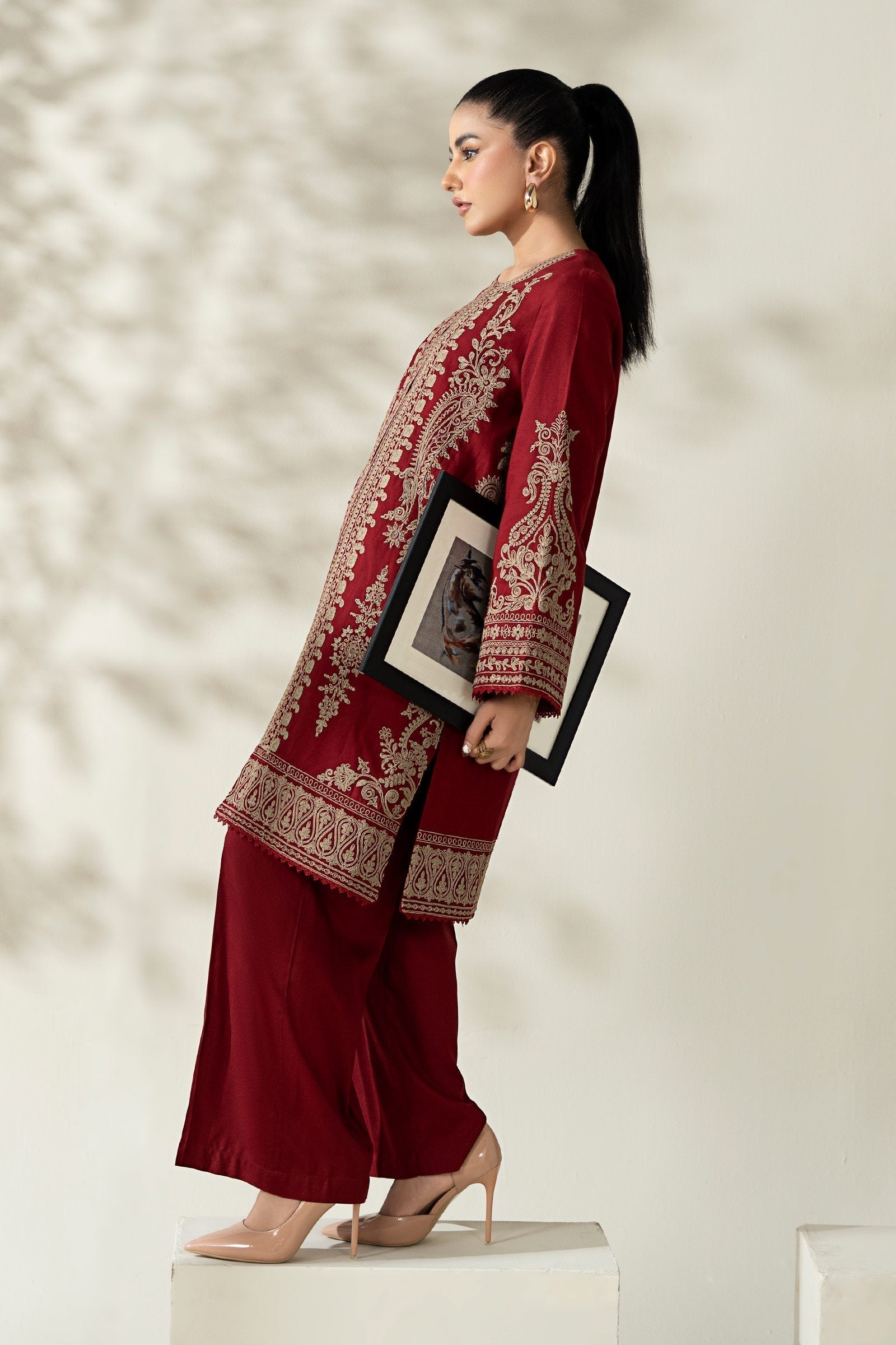 Maria B | Luxury Winter Pret 25 | DW-W25-58-Maroon - House Of Hania
