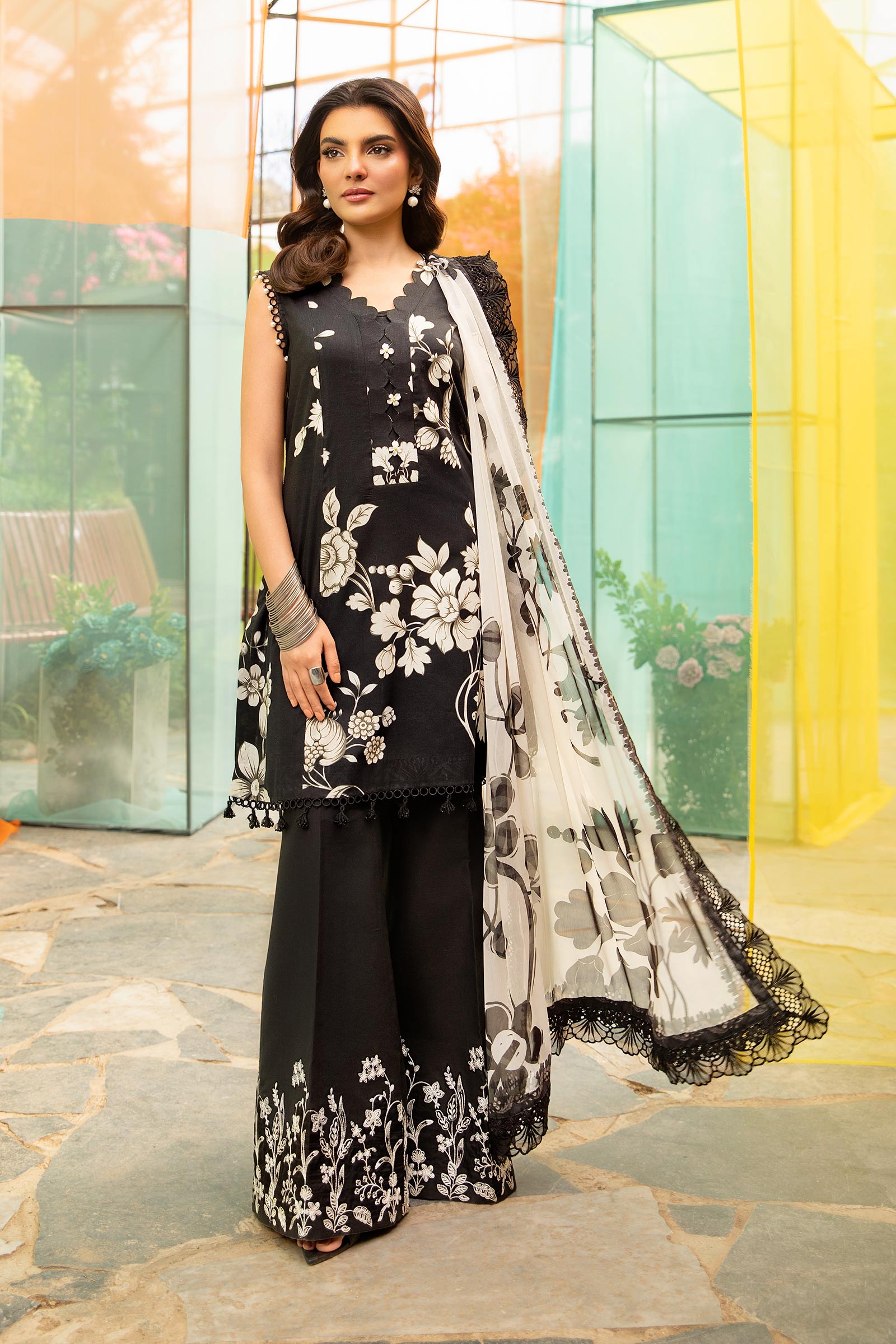 Maria B | M Basic Summer Lawn 25 | MB-CUS25-706B - House Of Hania
