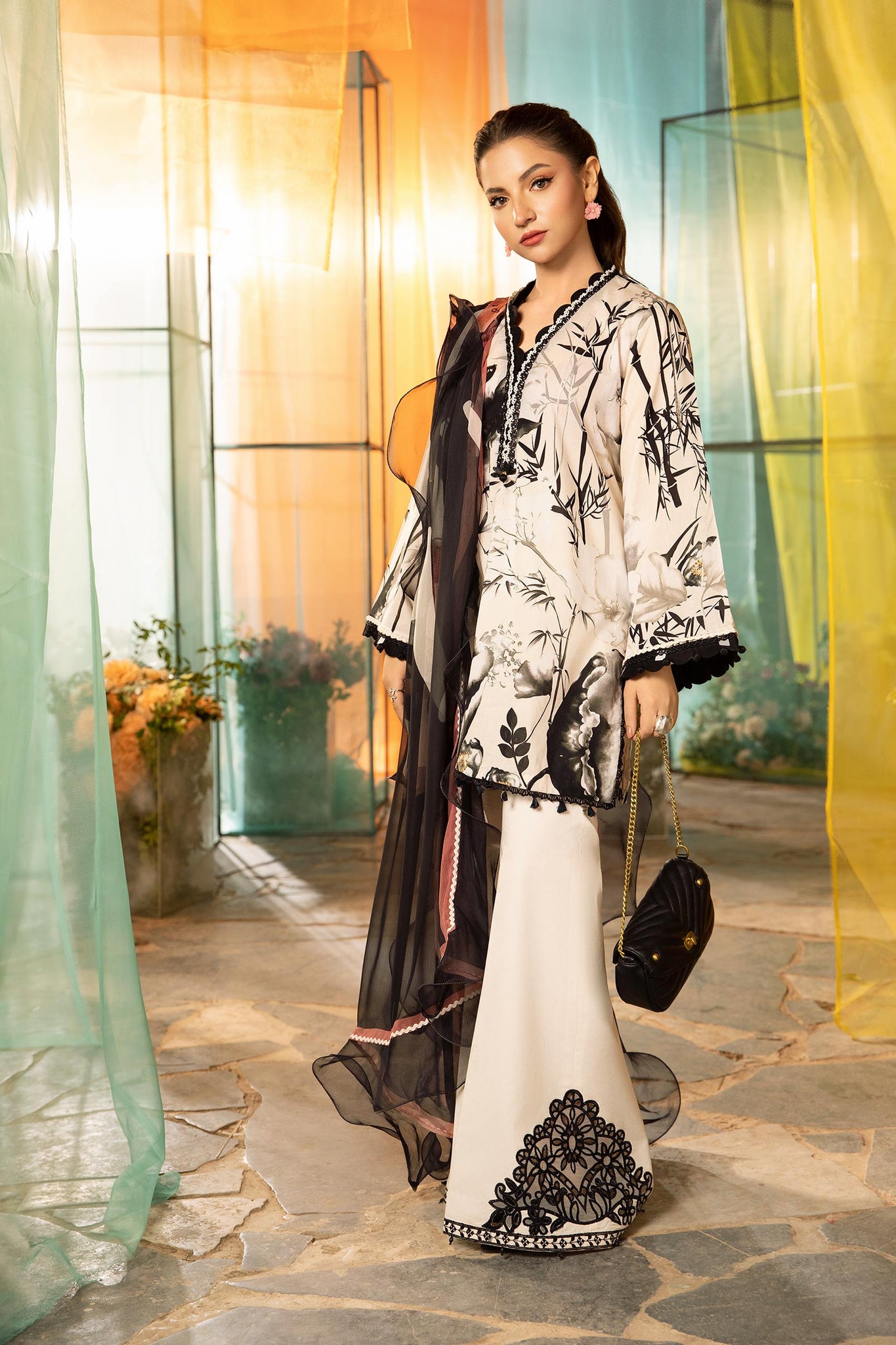 Maria B | M Basic Summer Lawn 25 | MB-CUS25-713B - House Of Hania