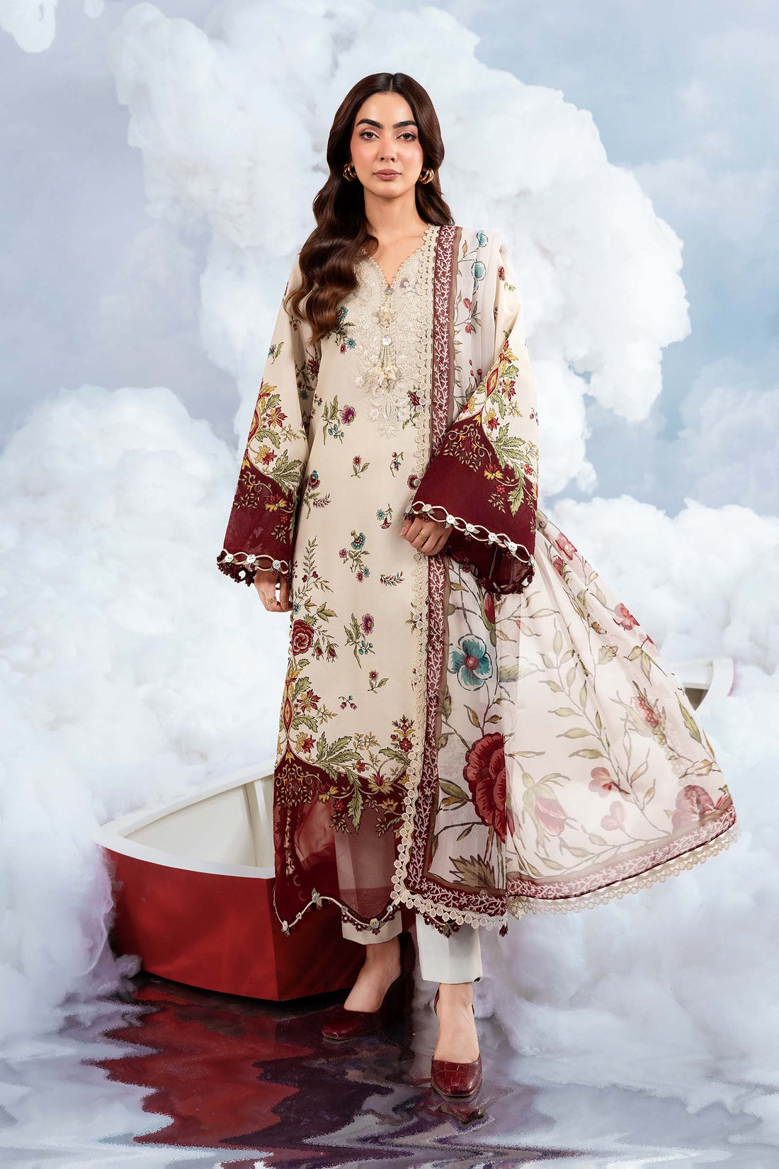 Maria B | M Basics Dreamscape Eid Lawn | MB-CUSV14-01A - House Of Hania