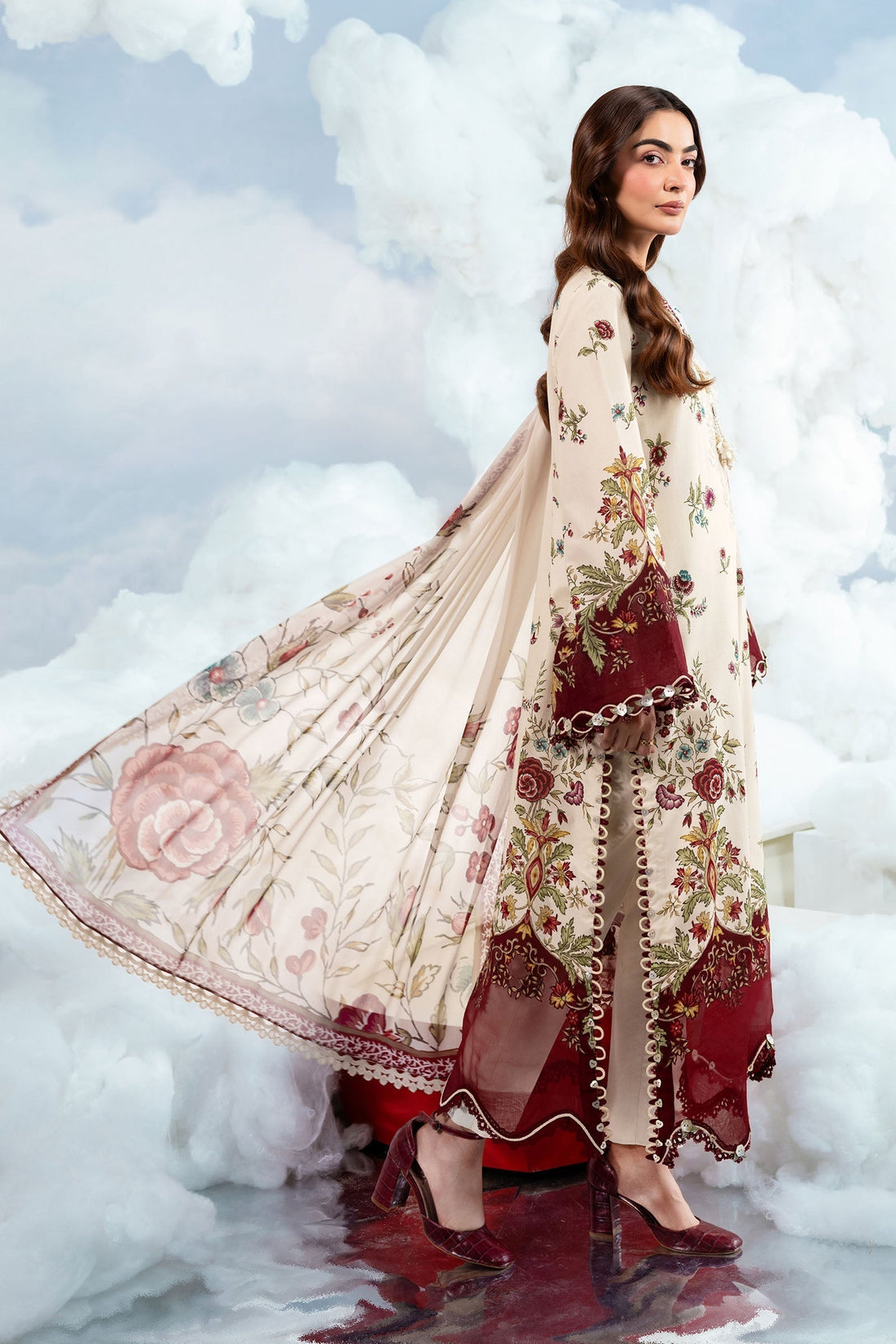 Maria B | M Basics Dreamscape Eid Lawn | MB-CUSV14-01A - House Of Hania