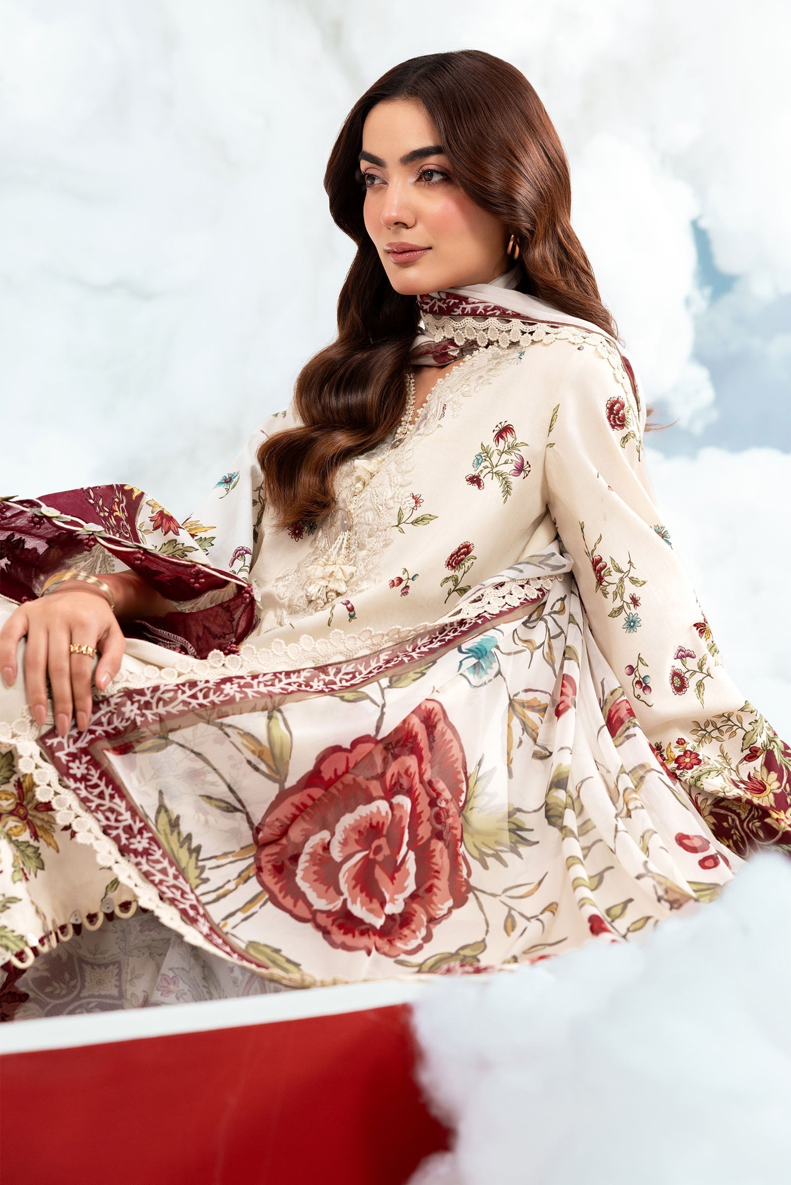 Maria B | M Basics Dreamscape Eid Lawn | MB-CUSV14-01A - House Of Hania